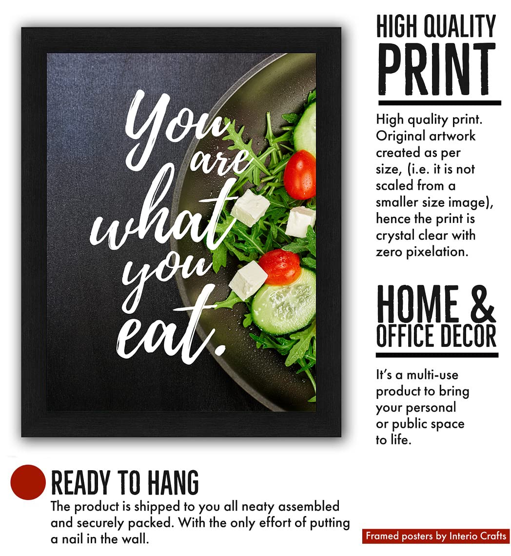 Interio Crafts Motivational Wall Frames - Eat Healthy Inspirational Quotes Food Framed Poster for Dinning, Kitchen, Cafe, Restau