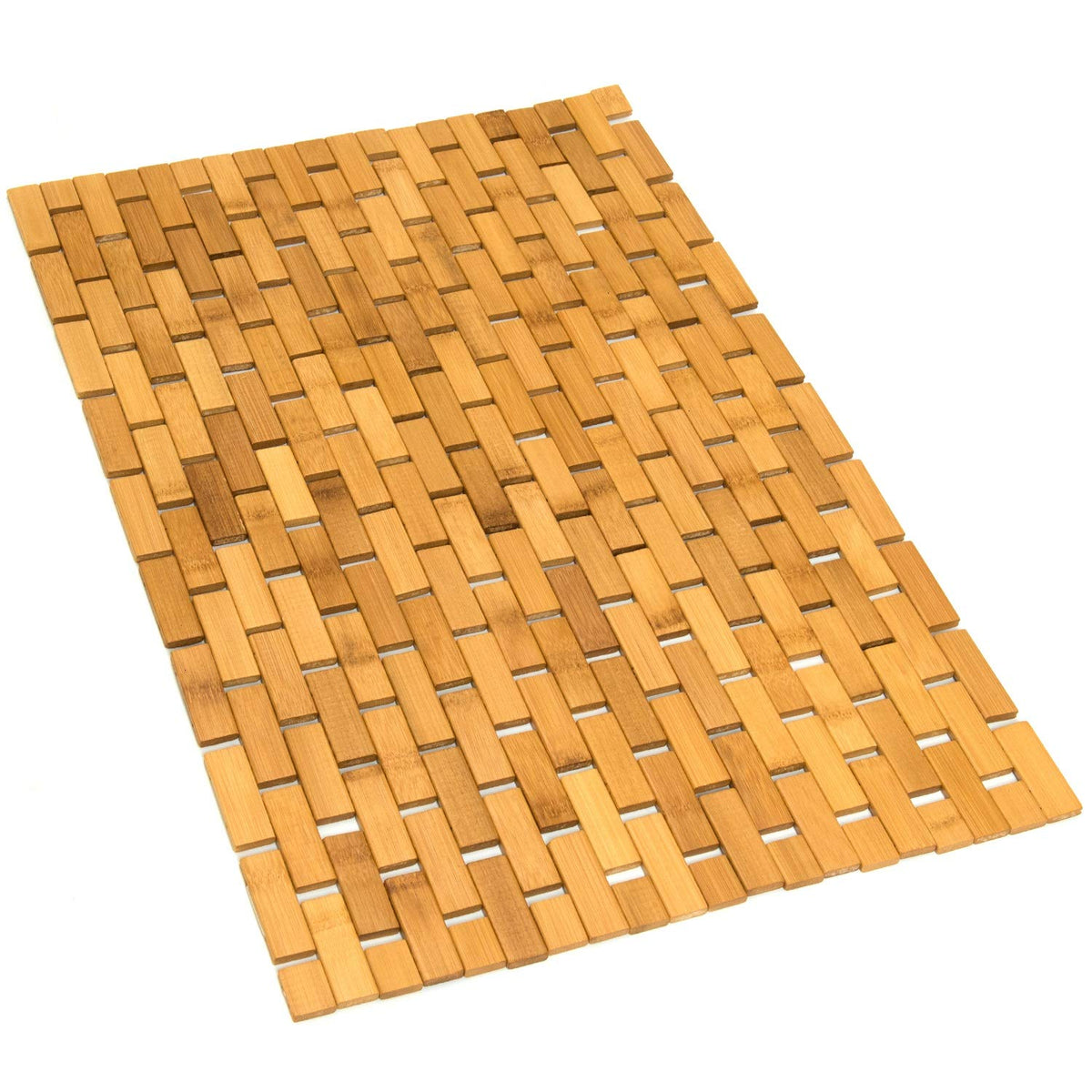 Gonioa Natural Bamboo Bath Mat, Wooden Door Mat Kitchen Floor Bath Rug, Bathroom Shower And Tub Mats, Wooden Bath Mat For Shower
