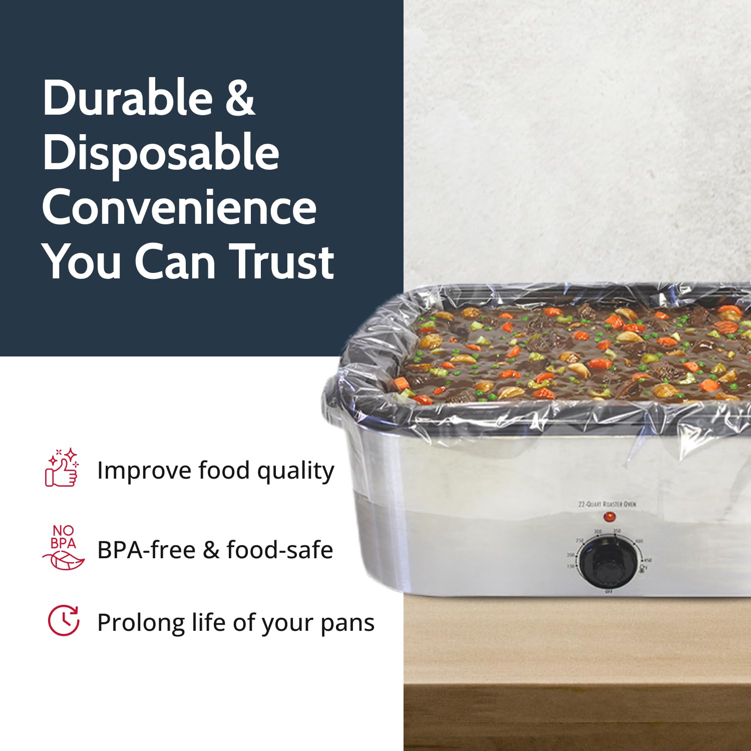PanSaver Disposable Electric Roasting Pan Liners, Nonstick Foil, 2 Count, Silver, Model 45950 for Instant Cleanup