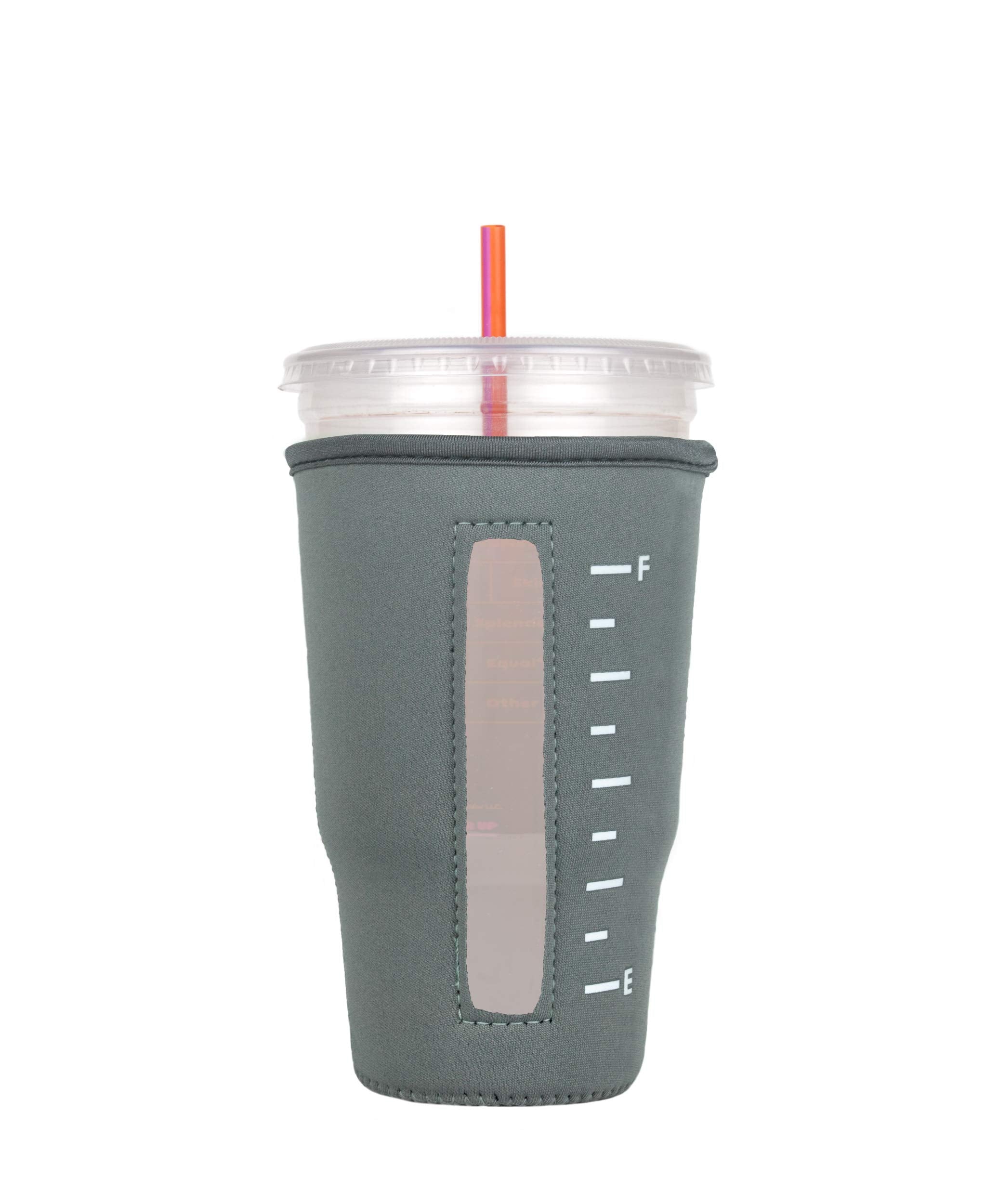 Reusable Insulator Neoprene Cup Sleeve For Iced Beverages And Coffee (Grey, Large)