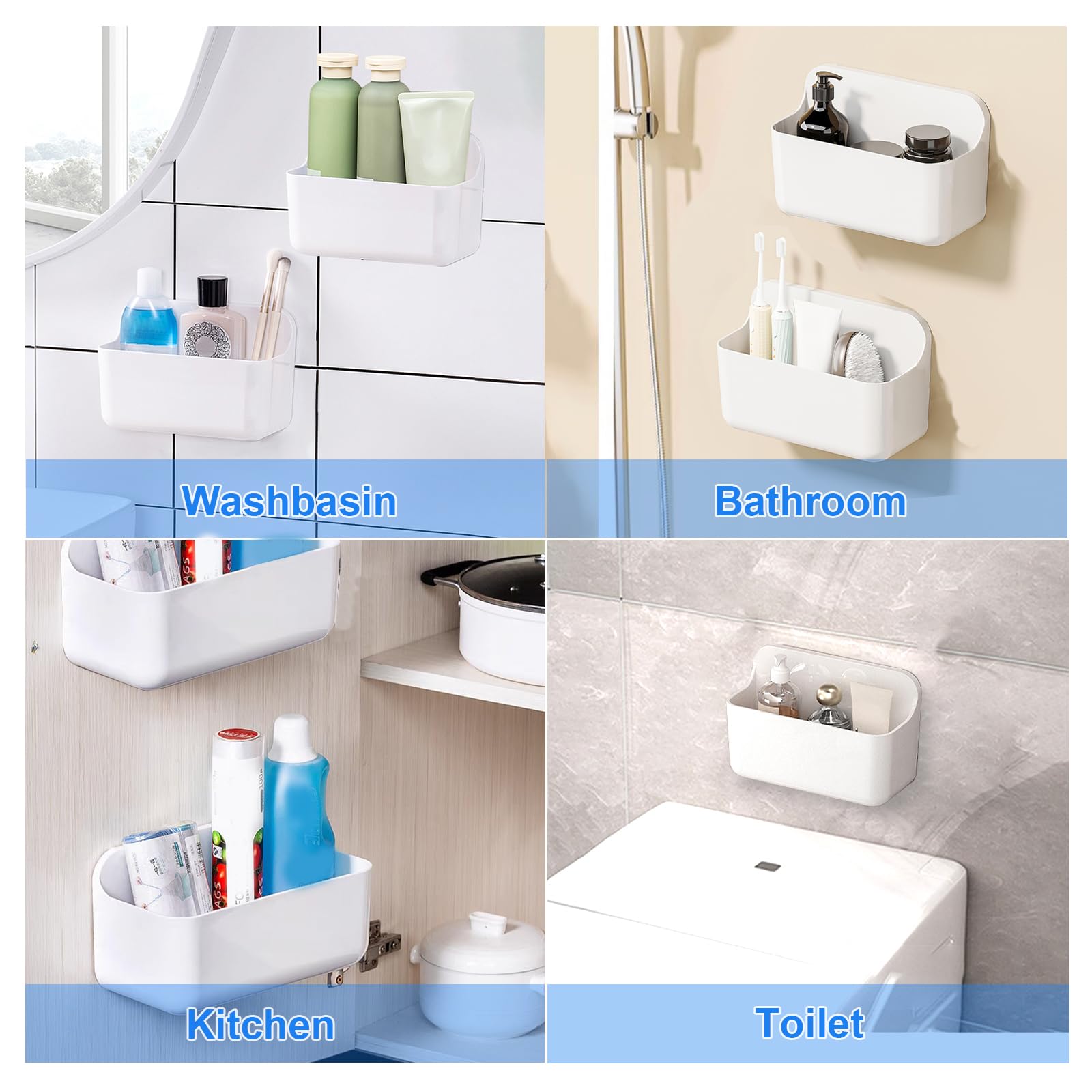 2Pc Clear Wall Mount Organizer, Adhesive Cabinet Door Organizer,Self Adhesive Organizer For Wall,Shower Caddy No Drilling Hang W