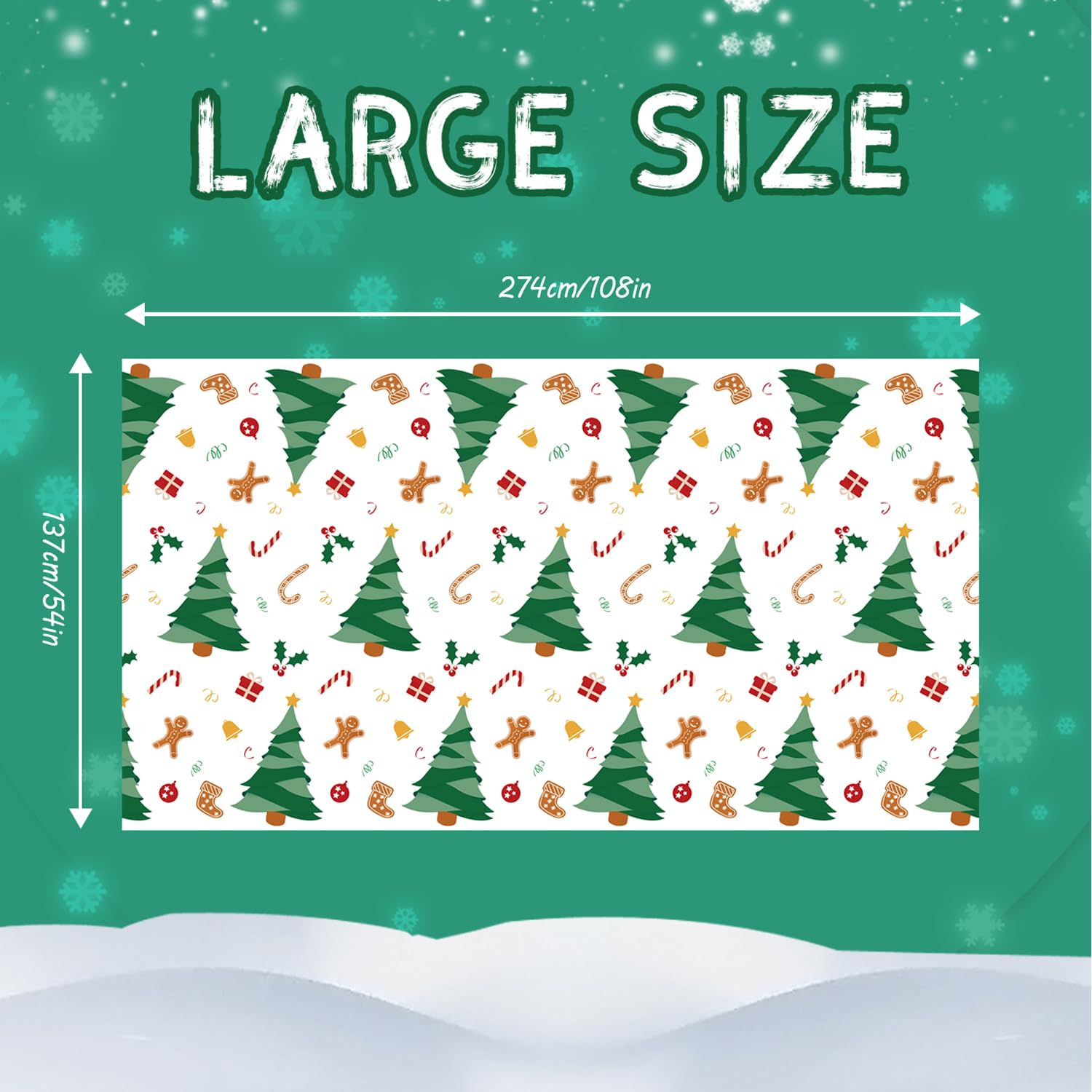 Siencooray Christmas Plastic Tablecloth, 2 Pack Green Tree Disposable Table Covers for Xmas, 54 x 108 Rectangle Decorations for