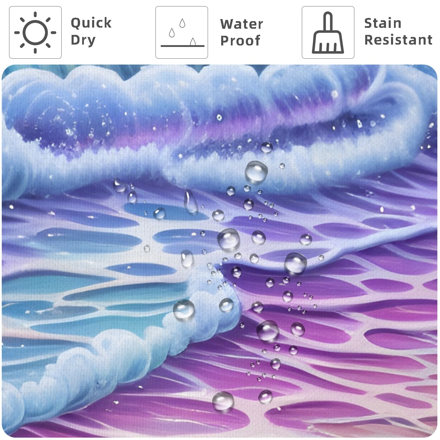 Purple Sunrise Beach Shower Curtain Coastal Seashell Ocean Shower Curtain For Bathroom 72X72 Inch Waterproof Fabric Bathroom Cur