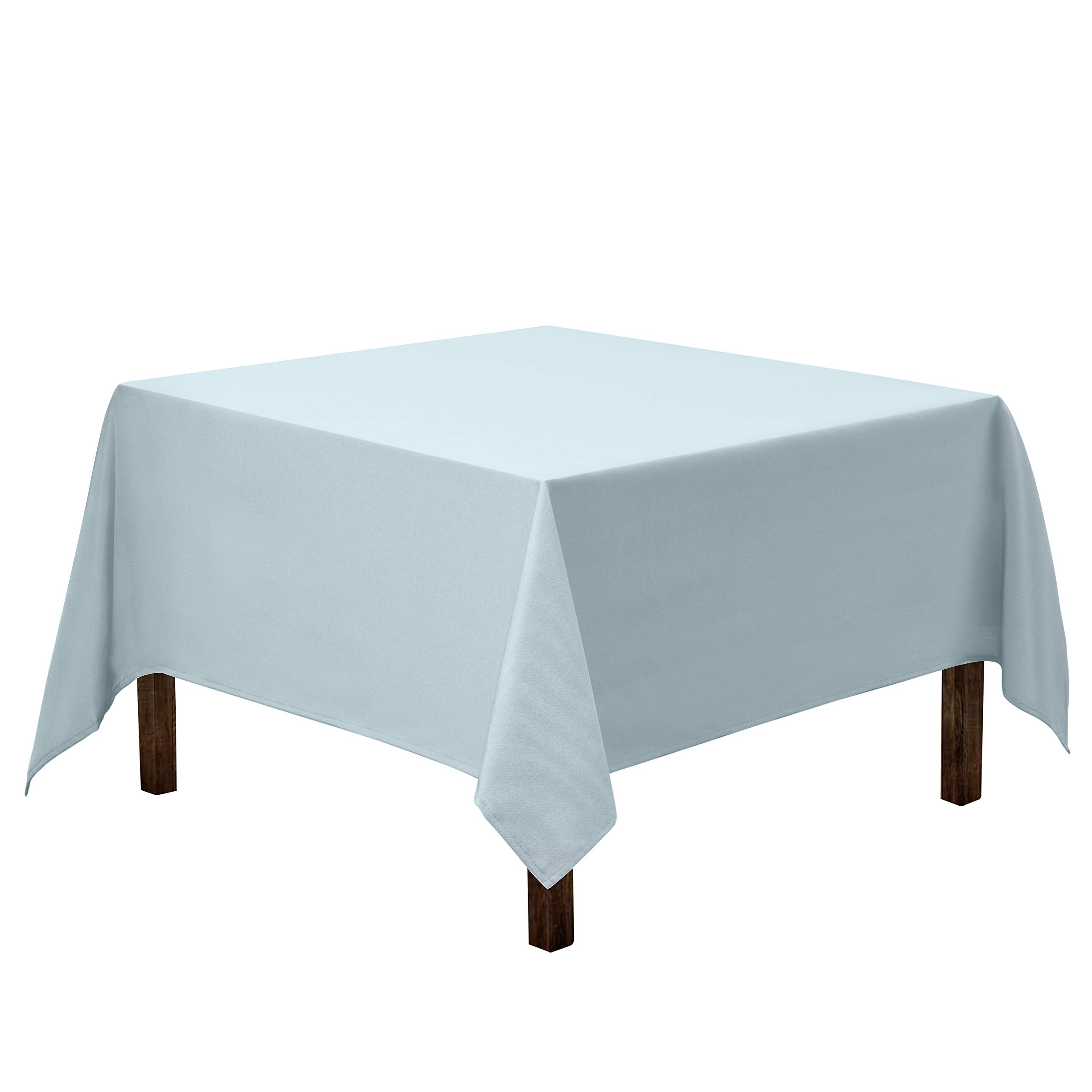 Gee Di Moda Square Tablecloth - 52 x 52 Inch Baby Blue Table Cloth for Small Square or Round Tables - Heavy Duty Washable Fabric