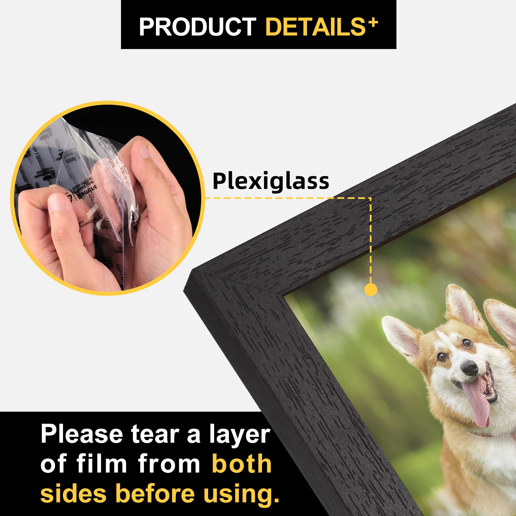 TOFOREVO Picture Frames 4x6 Set of 2 Ebony Wood Grain Photo Frame for Gallery Wall Mounting or Tabletop Display