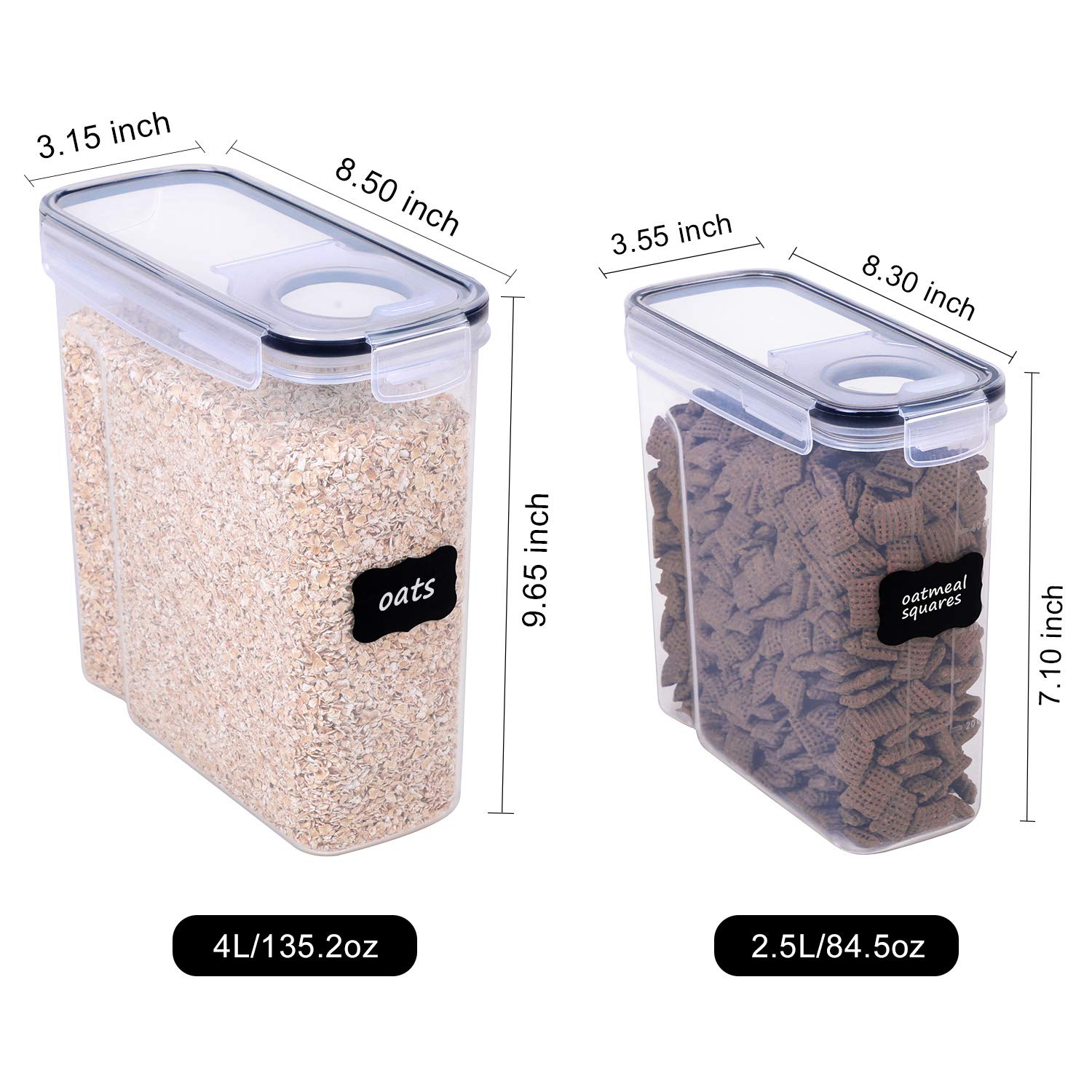 Fooyoo Cereal Containers Storage Set - 6 Piece Airtight Large Dry Cereal Storage Containers(135.2Oz), Bpa Free Dispenser Plastic
