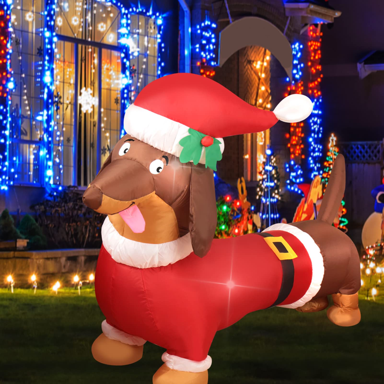 Decfine Christmas Inflatable Snowman/Nutcracker/Santa Claus Lighted Blow Up Christmas Yard Decoration with Built in Fan and Anch