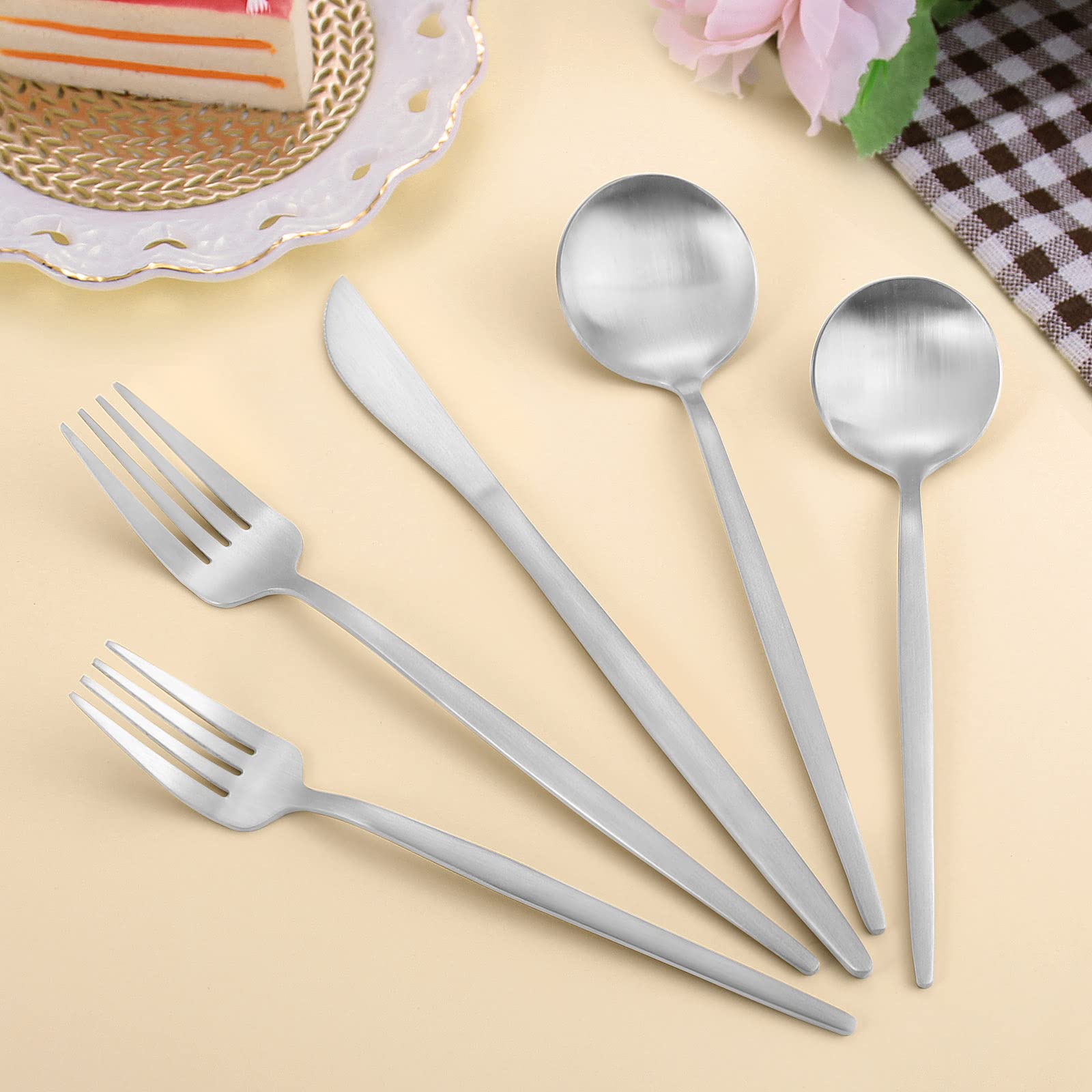 Silverware Set For 8, Lazahome Stainless Steel Flatware Cutlery Set, 40-Piece Kitchen Utensil Set Include Spoons And Forks Set,