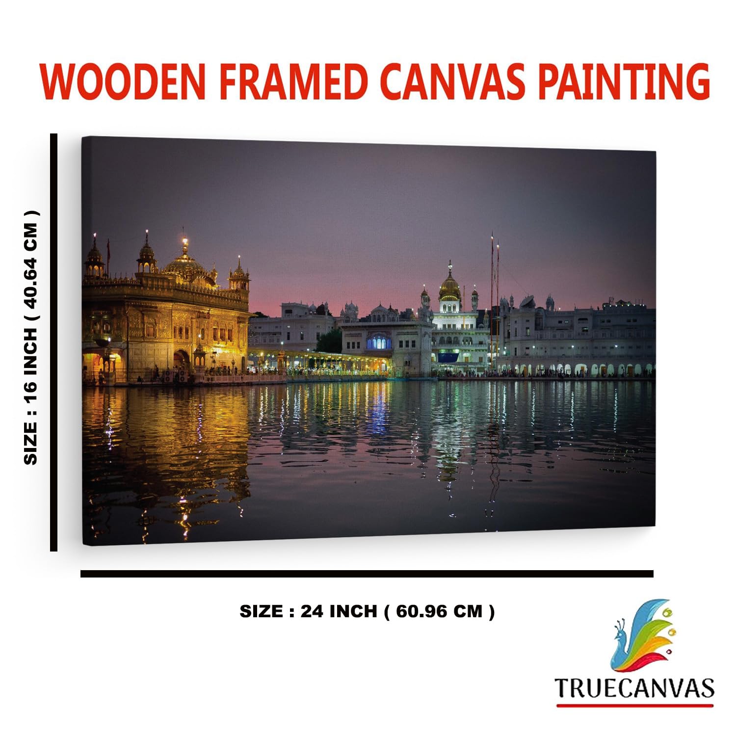TRUECANVAS Sri Harmandir Sahib, Wooden Framed Canvas Paintings for Home Decor | Bedroom, Living Room,Wall Decoration | Wall Art