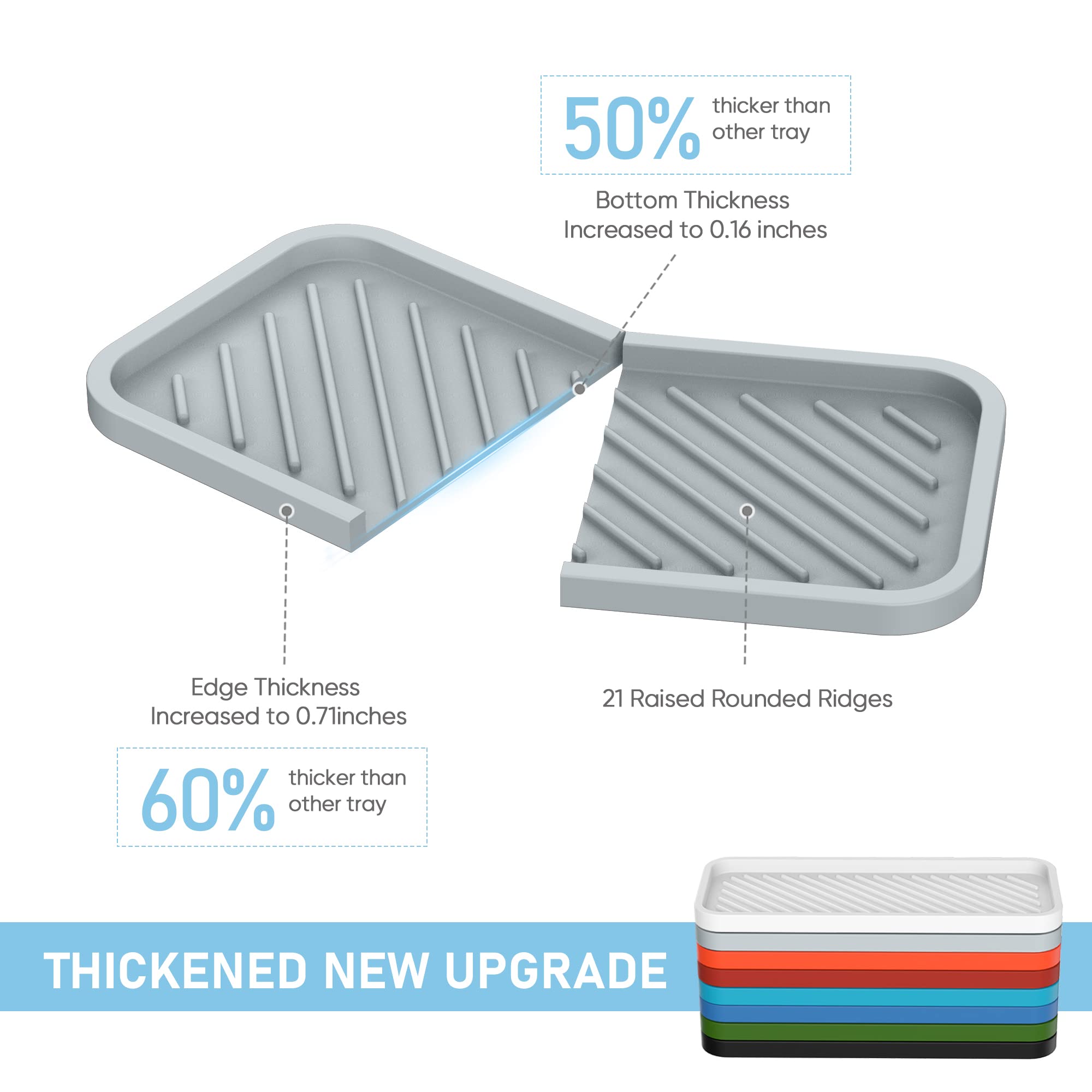 Eg-Sipro Silicone Sponge Holder,Large Great Thickened Durable 10'' Kitchen Sink Organizer Tray Kitchen Soap Tray Soap Dispenser