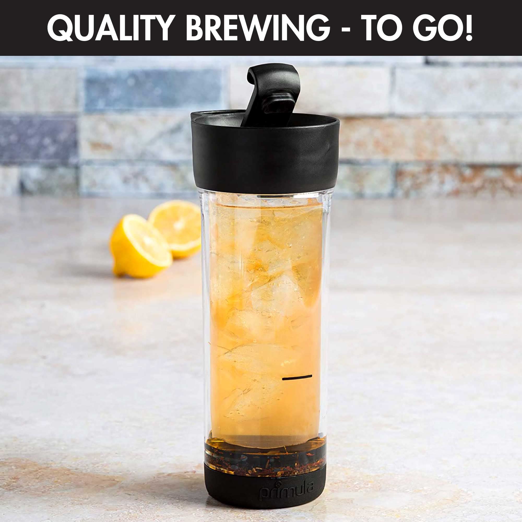 Primula Press And Go Iced Tea Maker, Travel Tumbler, Infuser Bottle, Leak-Proof Flip-Top Lid With Carry Loop, Dishwasher Safe, M