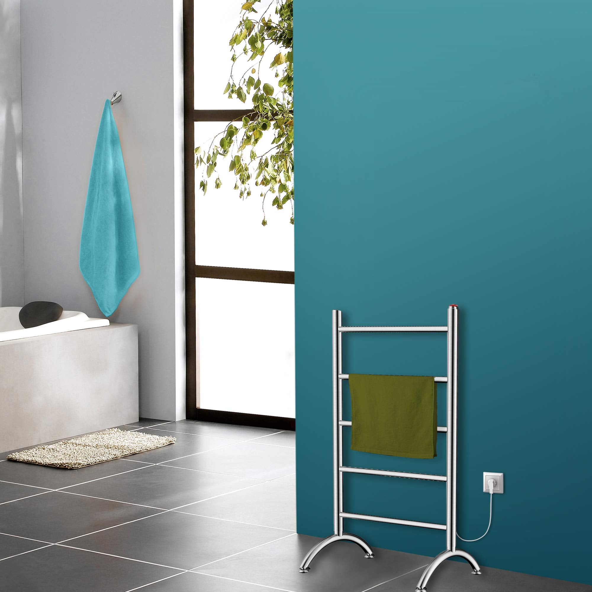 Kingston Brass TWW3720SN Templeton Freestanding/Wall Mount Hardwired or Plug-In Towel Warmer  Brushed