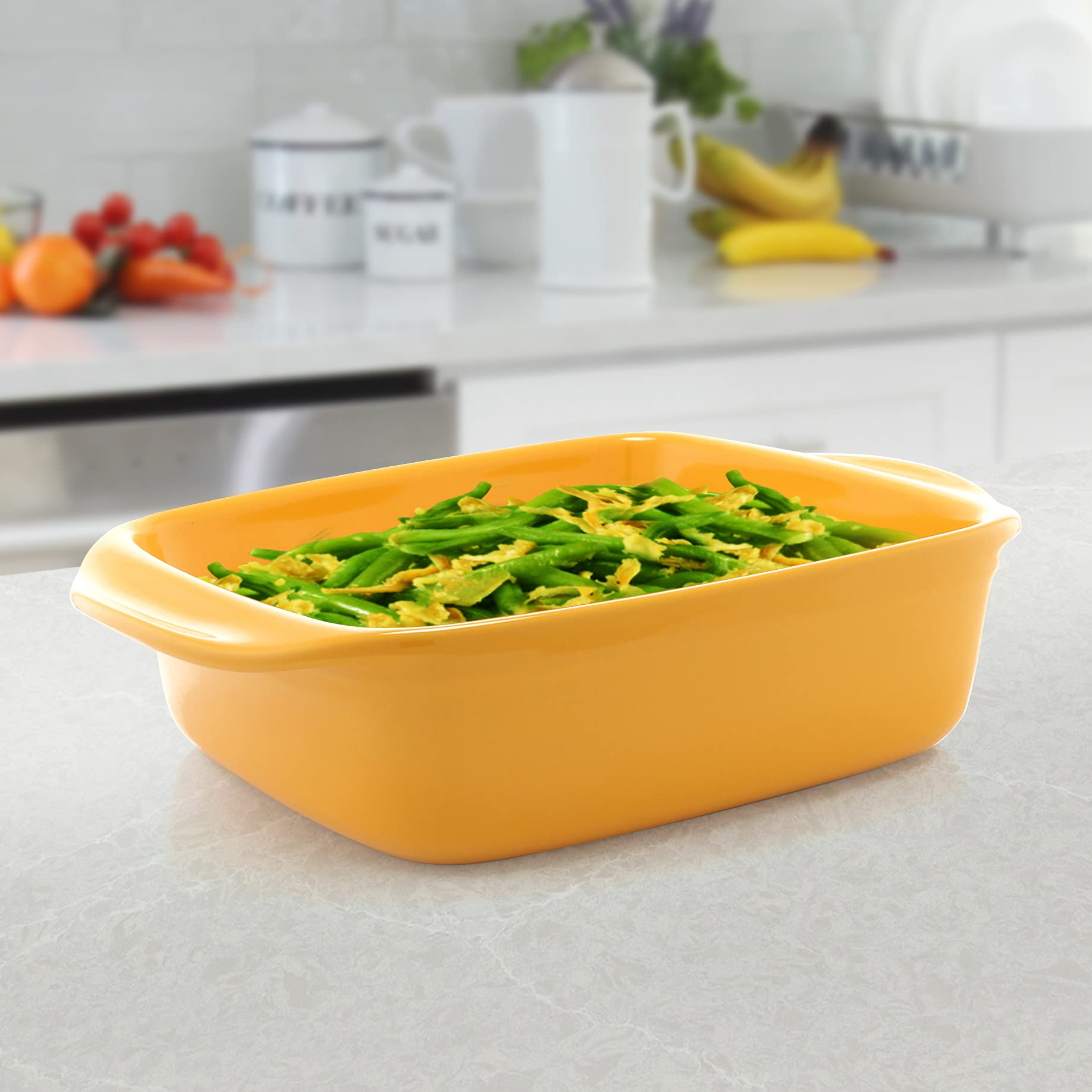 Chantal Classic Ceramic Baker, 2 Quart, Marigold, 8'' Sq Baker (93A-Sq20 My)