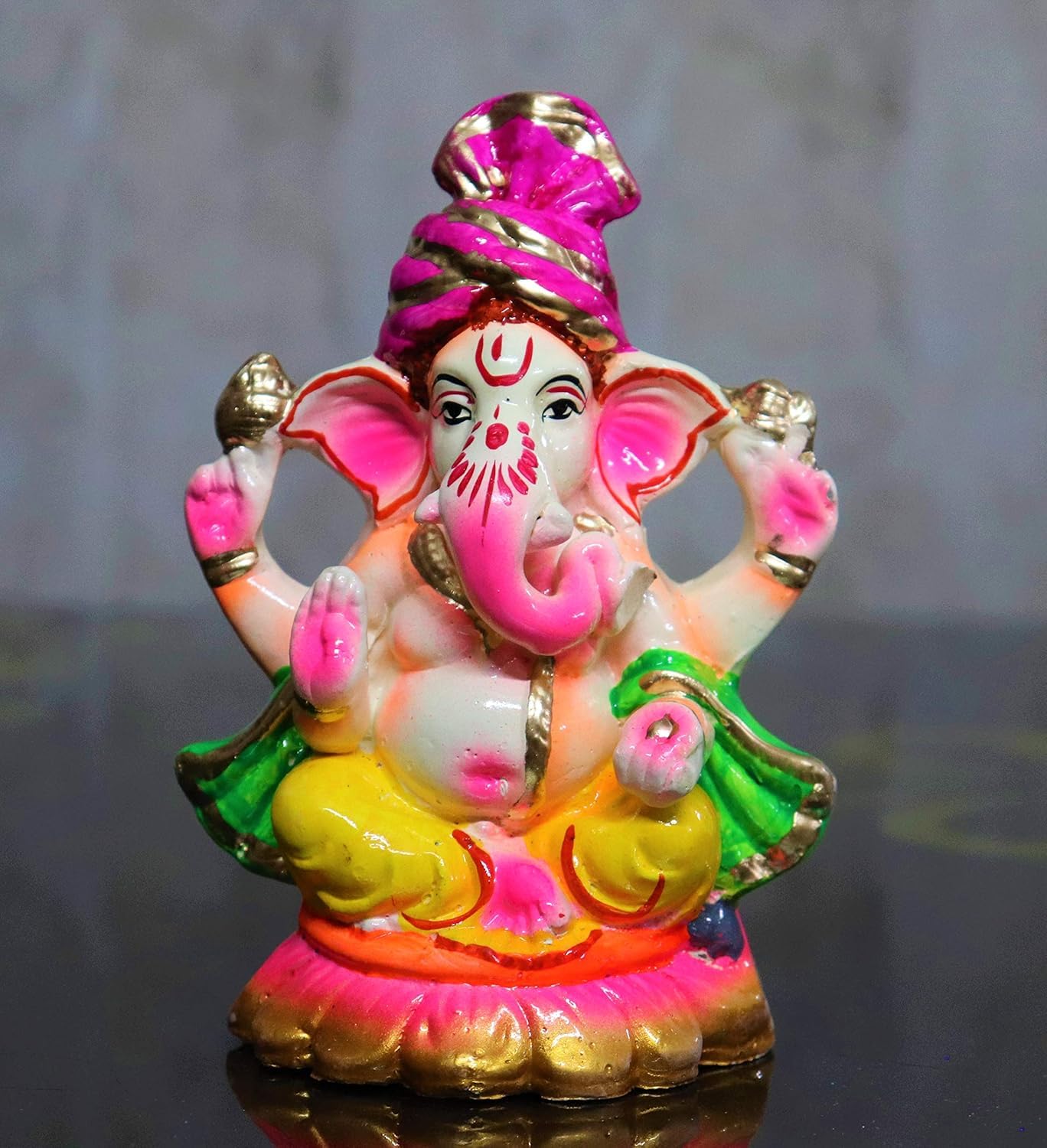 B S Natural 7 Inch Eco-Friendly Water Soluble Ganpati For Ganesh Chaturthi, Idols For Home,Ganpati Murti Pure Terracotta Pooja U