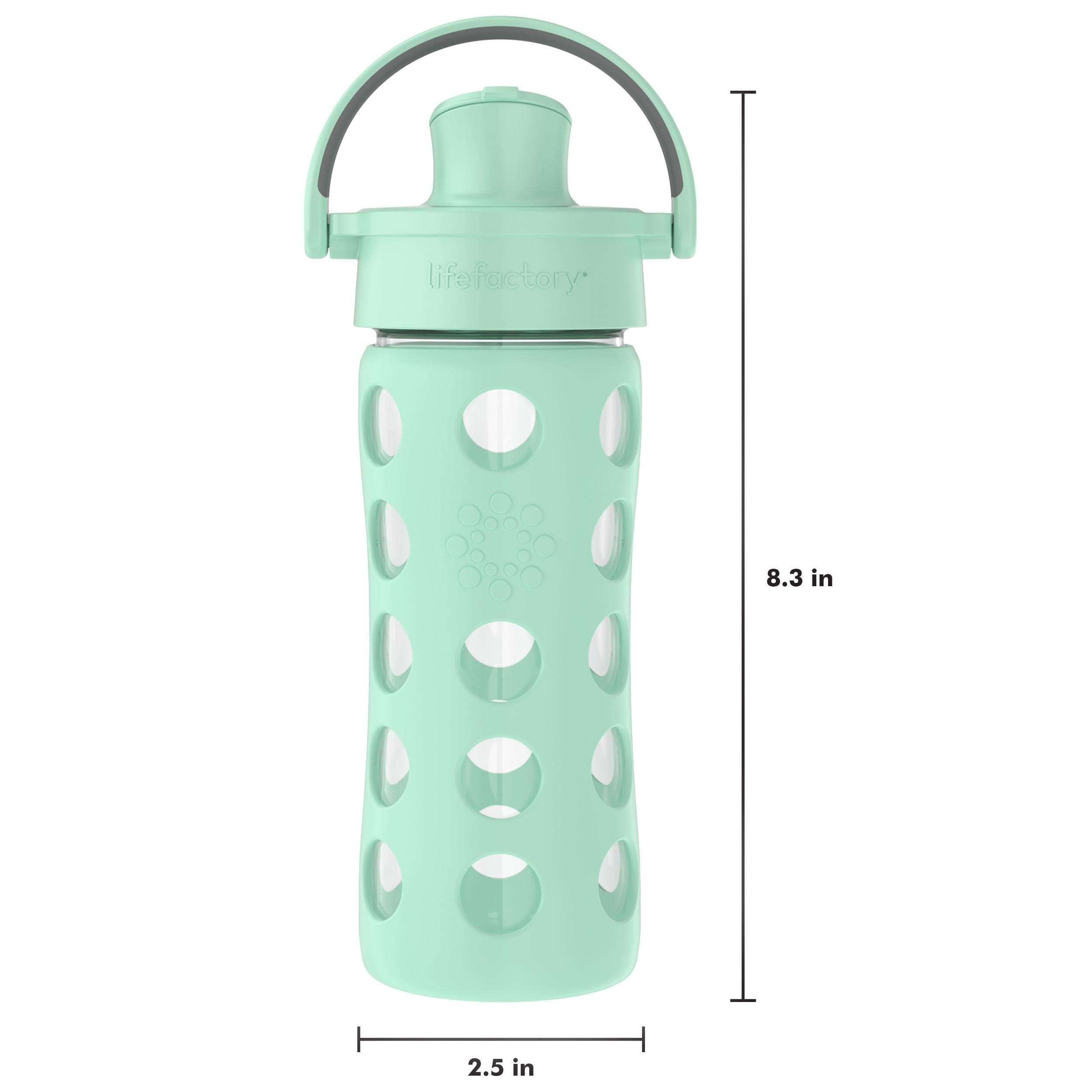 Lifefactory 16-Ounce Glass Water Bottle with Active Flip Cap and Protective Silicone Sleeve  Mint