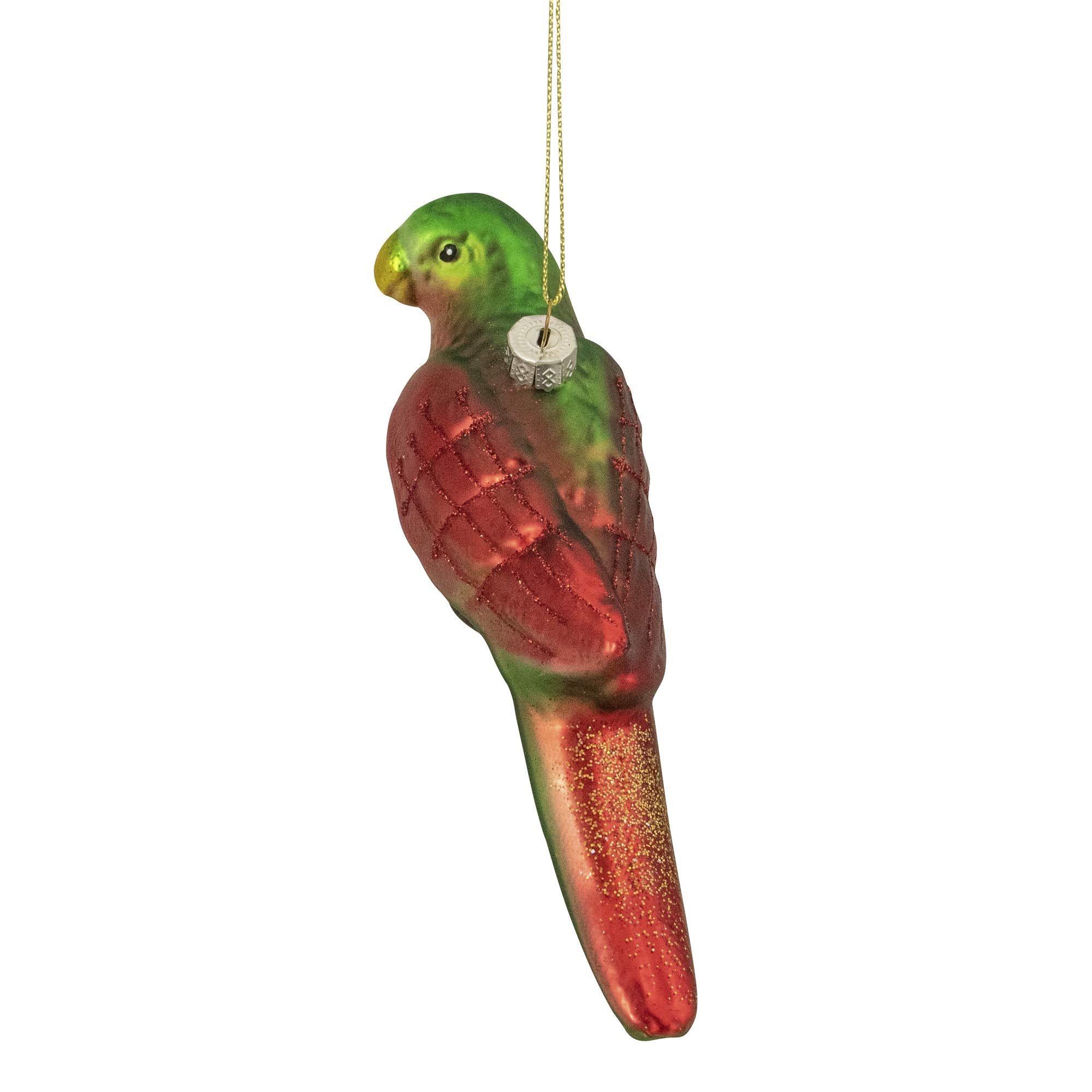 6.5 Yellow and Red Parrot Glass Christmas Ornament