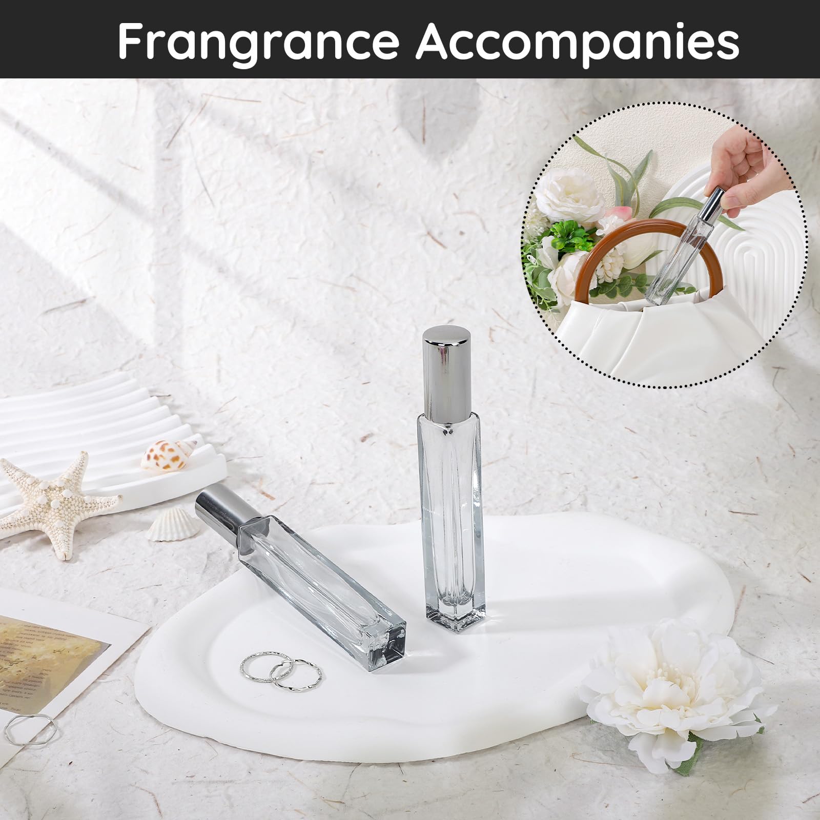 Segbeauty 0.34Oz Empty Travel Cologne Sprayer, 2Pcs 10Ml Small Perfume Spray Bottle Refillable, Gray Travel Perfume Atomizer Gla