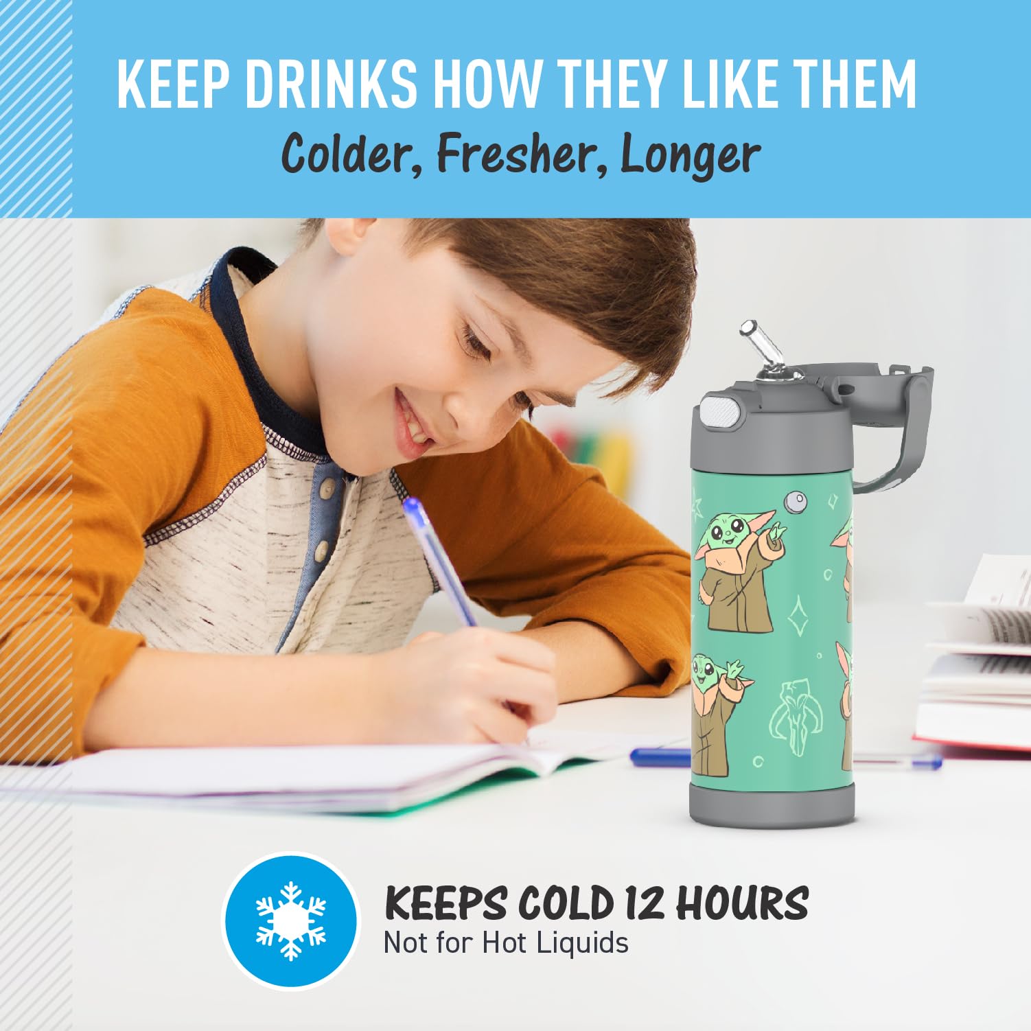 Thermos 410Ml Stainless Steel Licensed Funtainer Bottle, (The) Mandalorian, 14 Oz