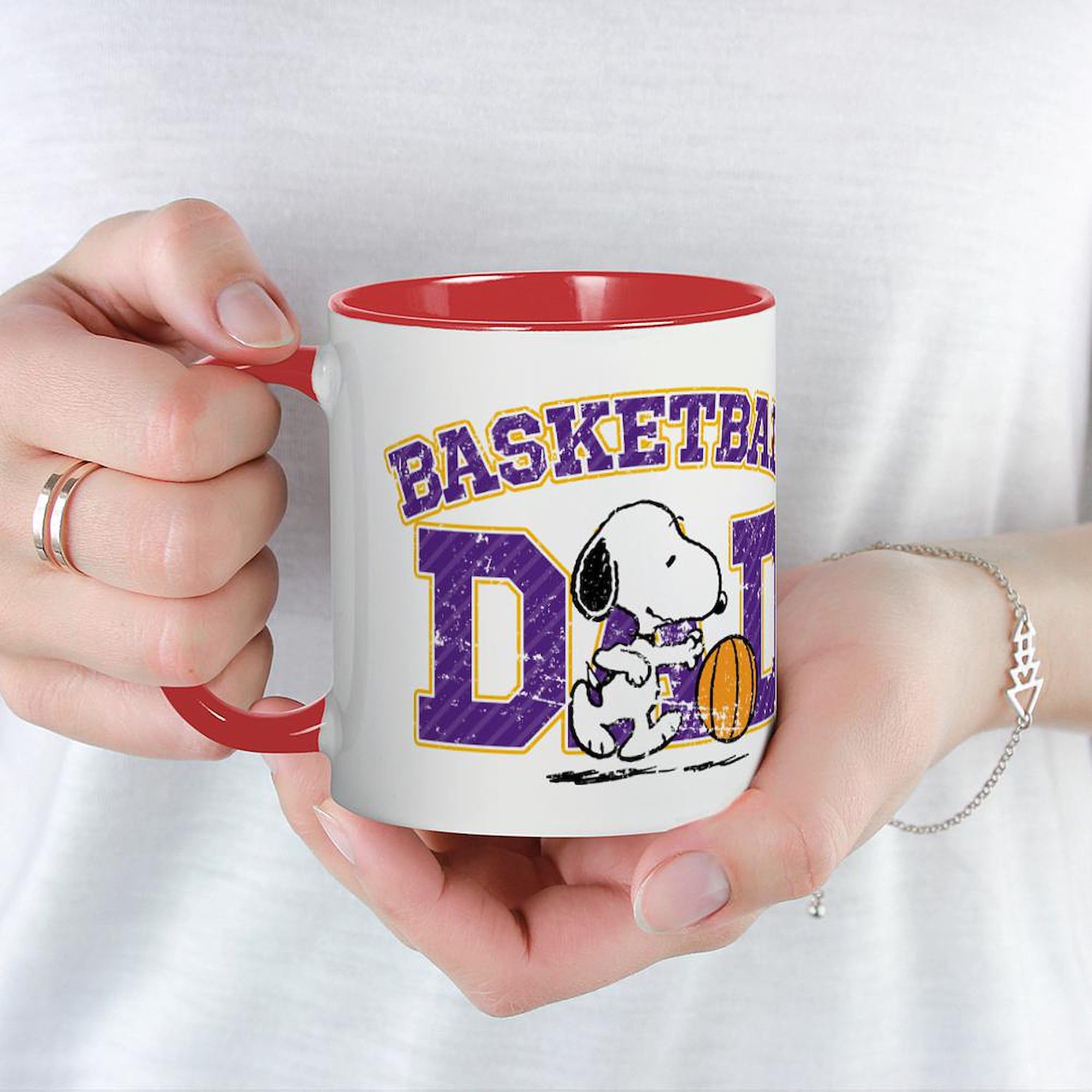 CafePress Snoopy Basketball Dad Mug 11 oz (325 ml) Ceramic Coffee Mug