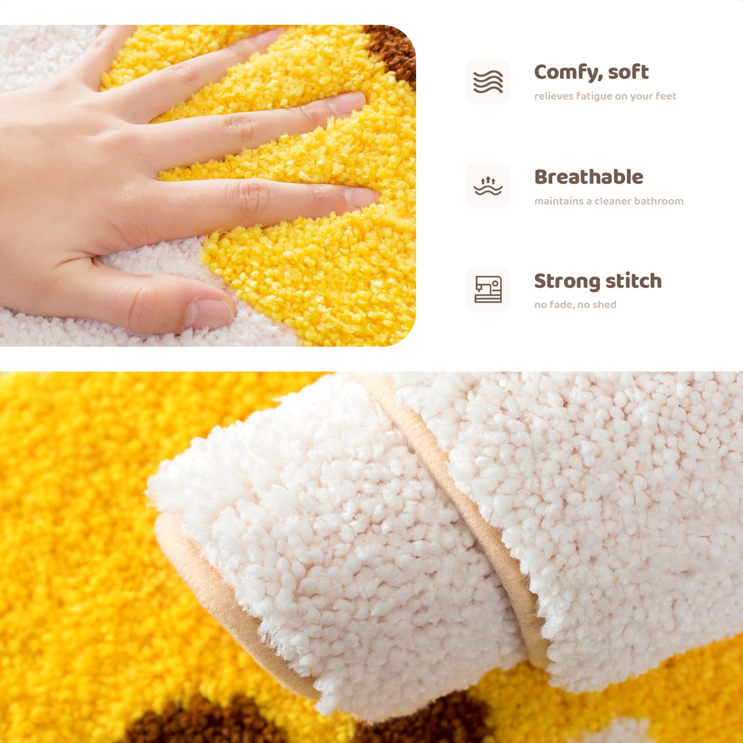 Molesun Egg Bath Mats, Soft And Absorbent Microfiber Bath Rugs, Non-Slip Shaggy Shower Carpet, Machine Wash Dry, Soft Shower Rug
