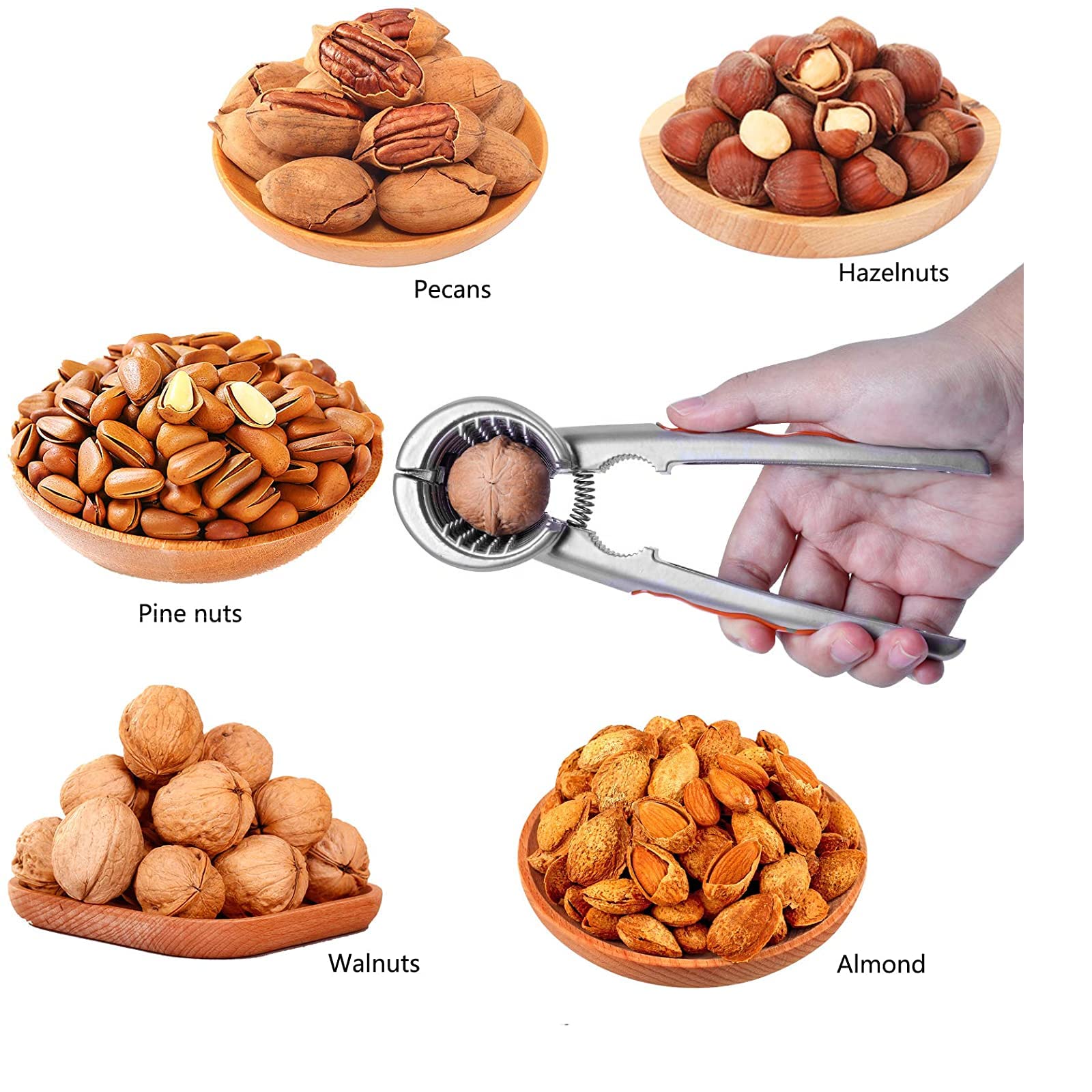 Nut Cracker, Walnut Clamp, Pecan Pliers Opener Stainless Steel Kitchen Tools, Splash Proof Design Pecan Chestnut Clamp Nutcracke