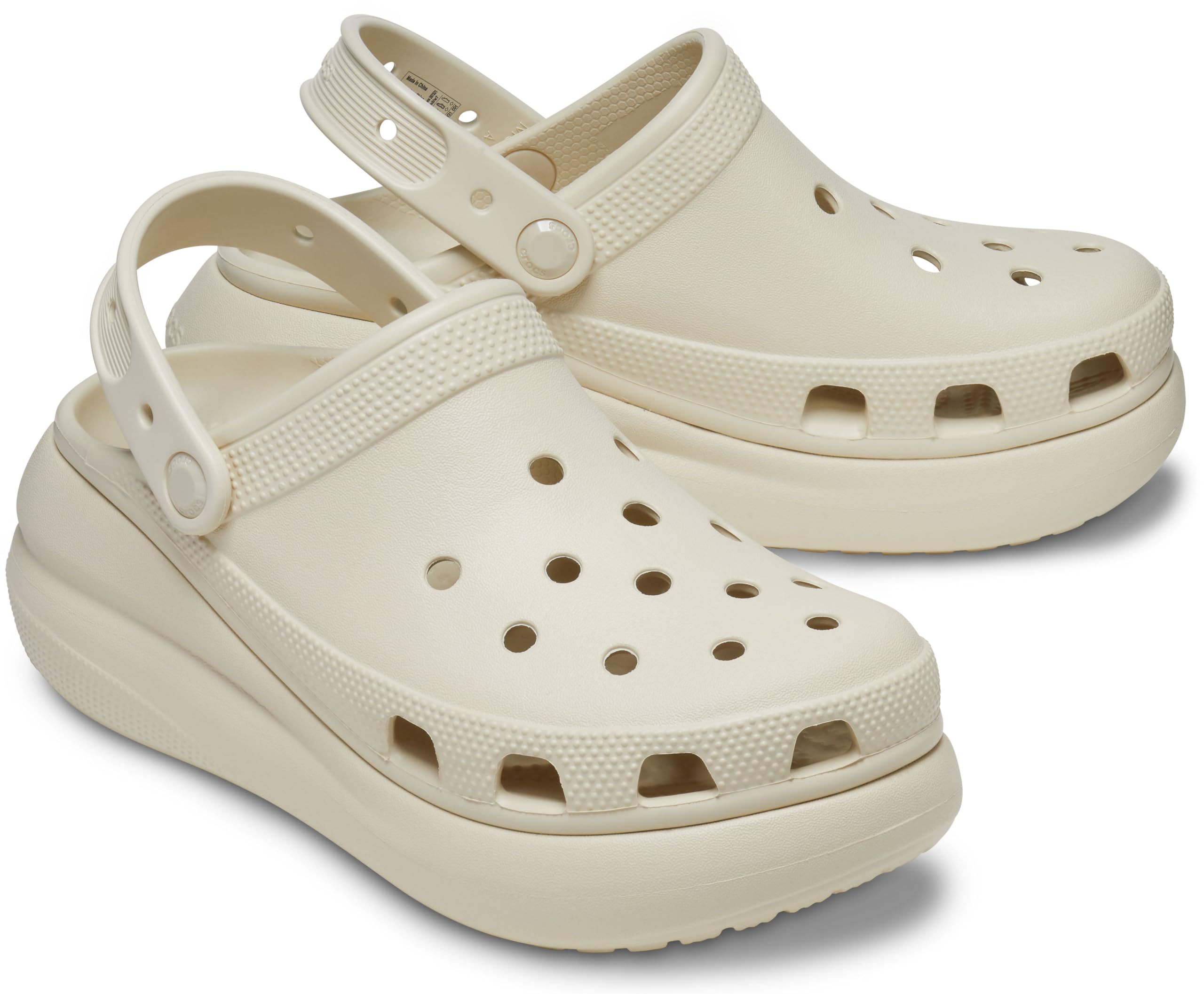 Crocs Unisex Classic Crush Clogs  Platform Shoes, Bone, 9 Us Men