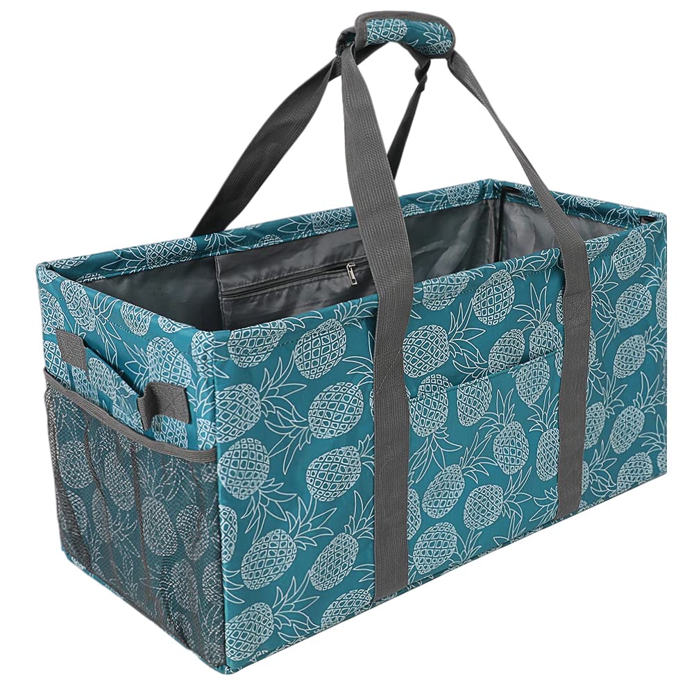 Acnusik Extra Large Utility Tote Bag For Women With Pockets, Canvas Collapsible Laundry Tote Bags,Open Top Pool Beach Bag Totes