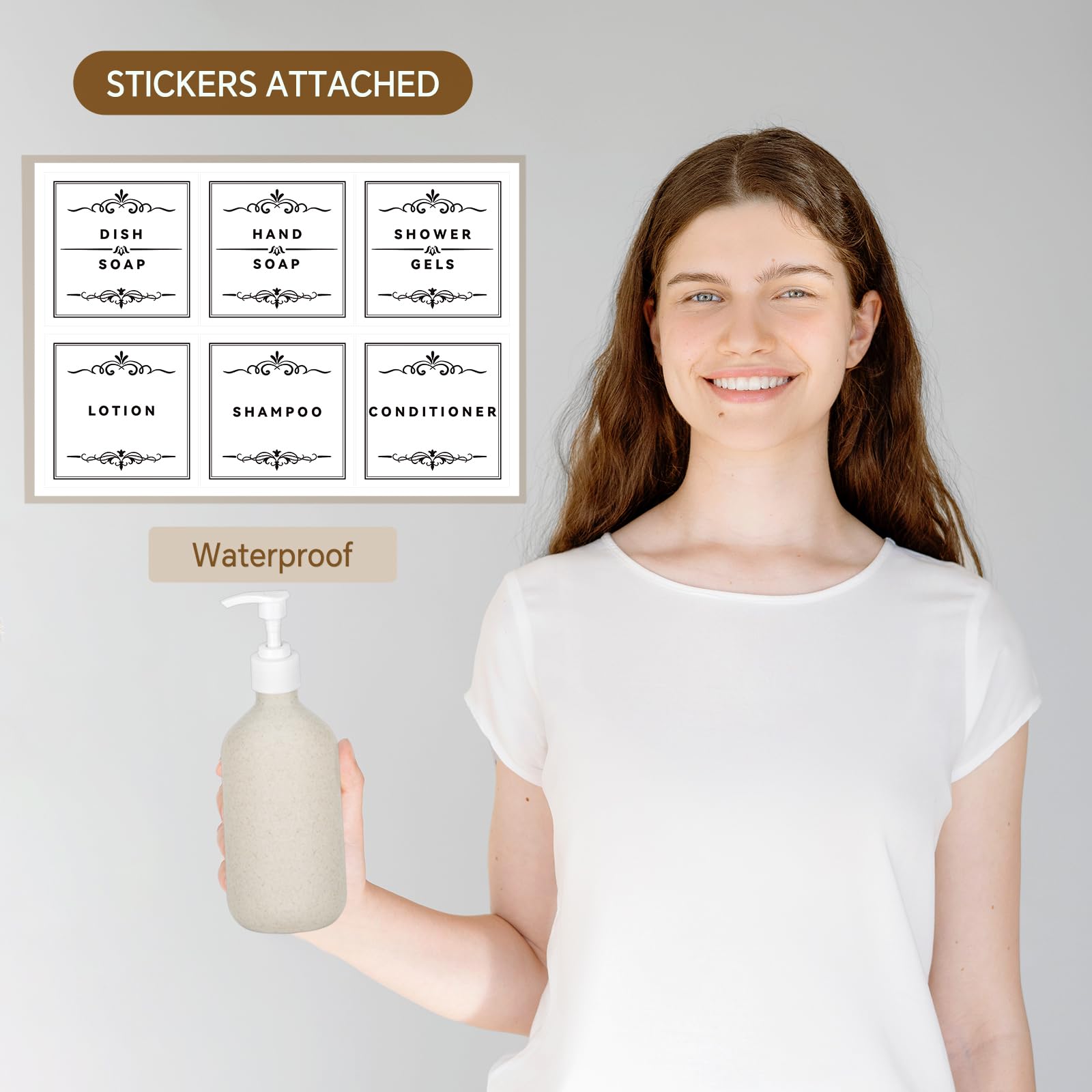 2 Pack Pump Bottles Dispenser 16.9 Oz 500Ml Bathroom Countertop Pump Dispensers Refillable Plastic Containers For Lotion Shampoo