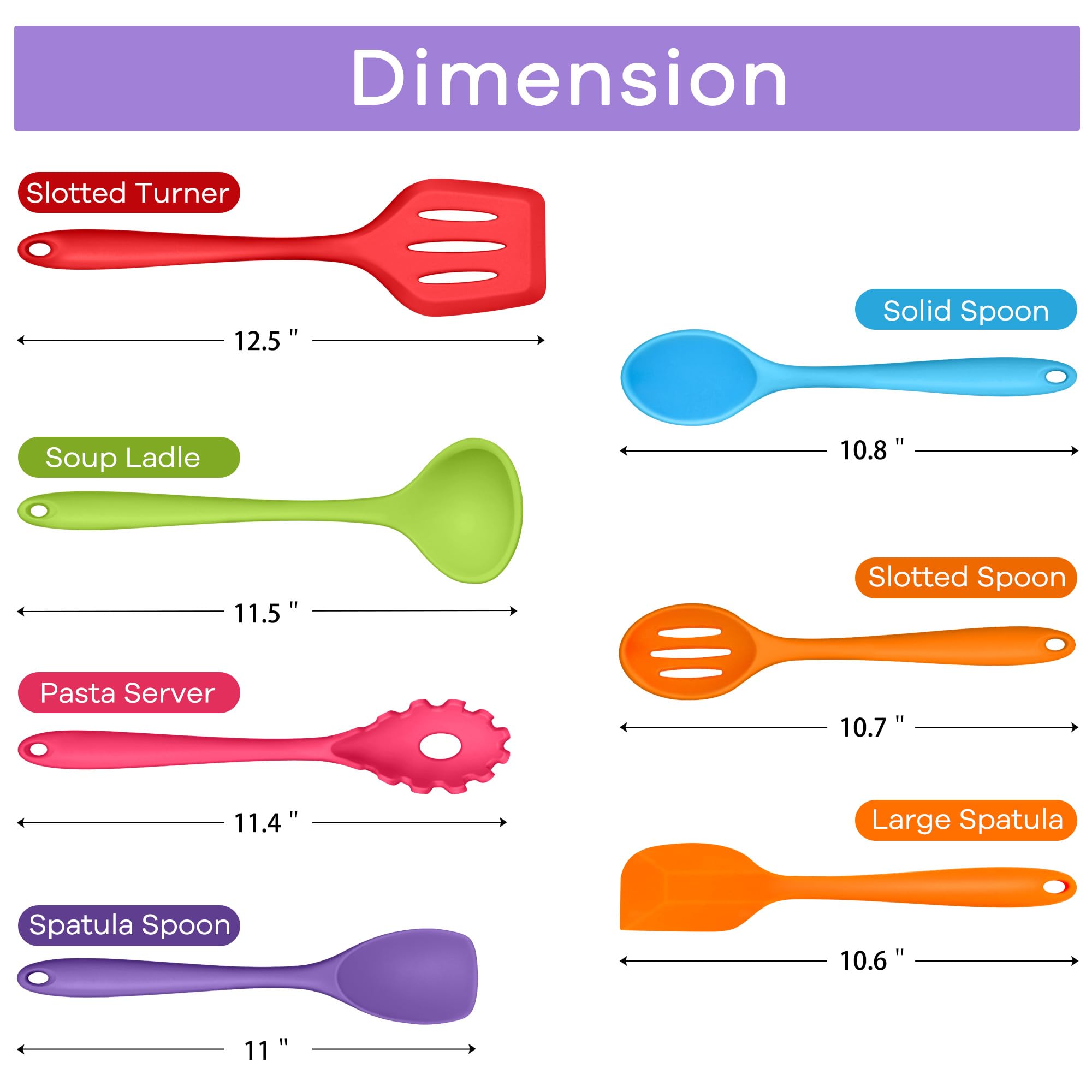 Teamfar Silicone Kitchen Utensils, 7-Piece Kitchen Cooking Utensil Set With Turner Spoon Spatula Ladle, Perfect For Baking Cooki