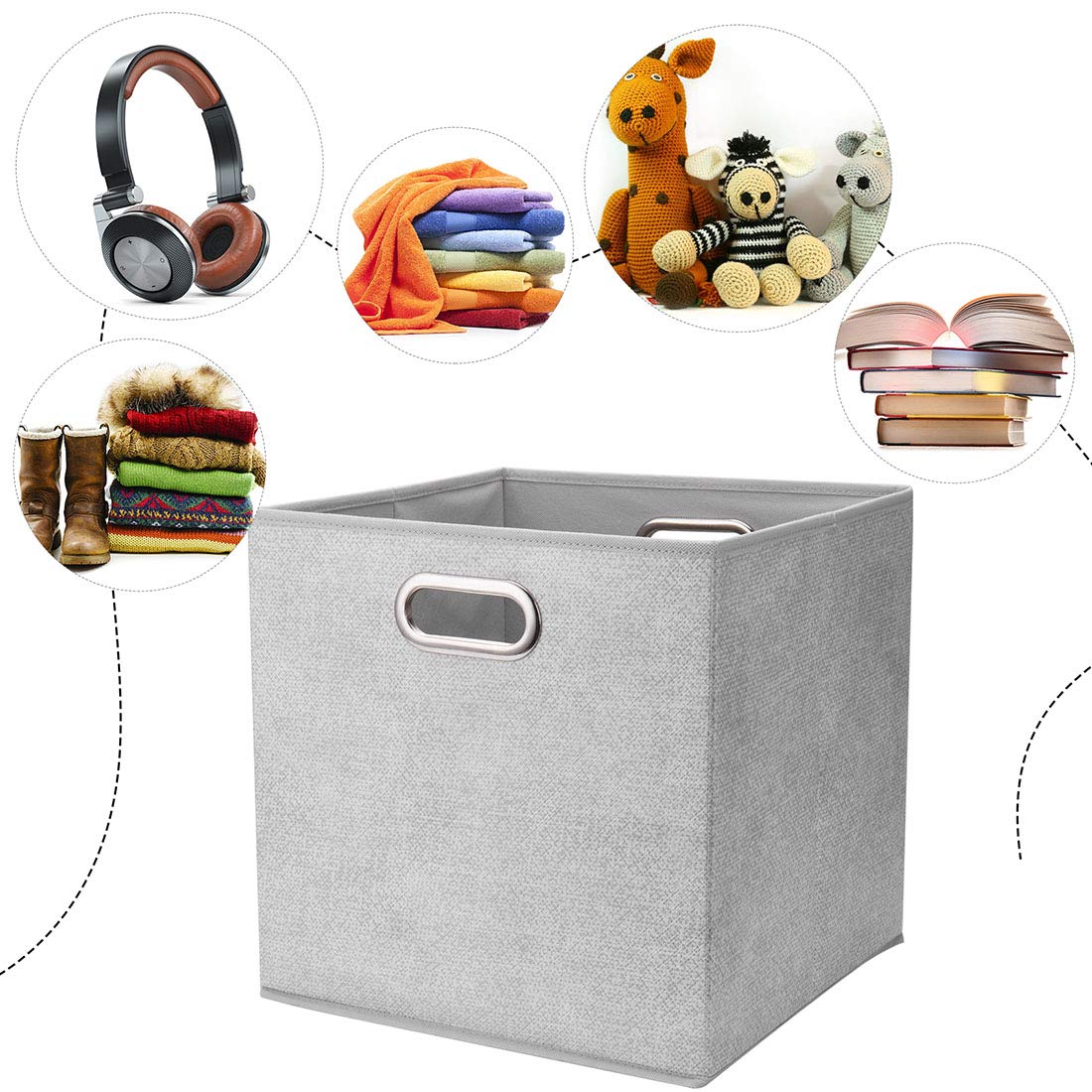 I Bkgoo Cloth Storage Bins Set Of 4 Thick Fabric Drawers Foldable Cubes Basket Organizer Container With Dual Metal Handles For S