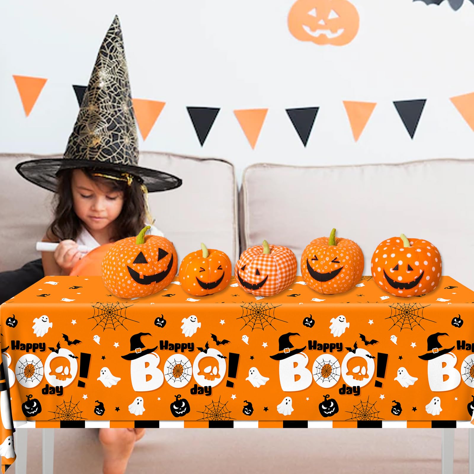 Lenyunge Boo Day Party Decorations,3pcs Halloween Party Boo Day Tablecloths Waterproof Plastic Ghost Table Covers Supplies for H