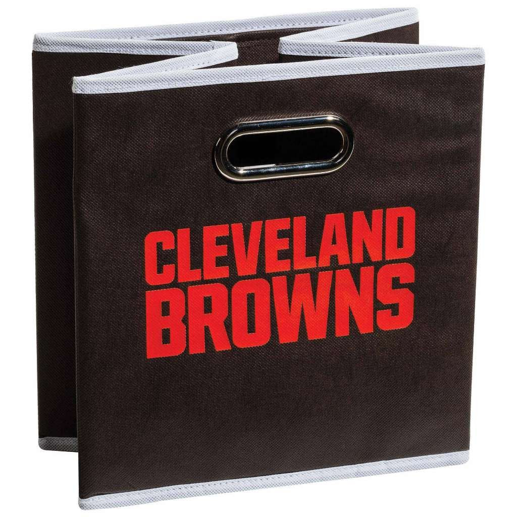 Franklin Sports Nfl Cleveland Browns Collapsible Storage Bin - Nfl Folding Cube Storage Container - Fits Bin Organizers - Fabric