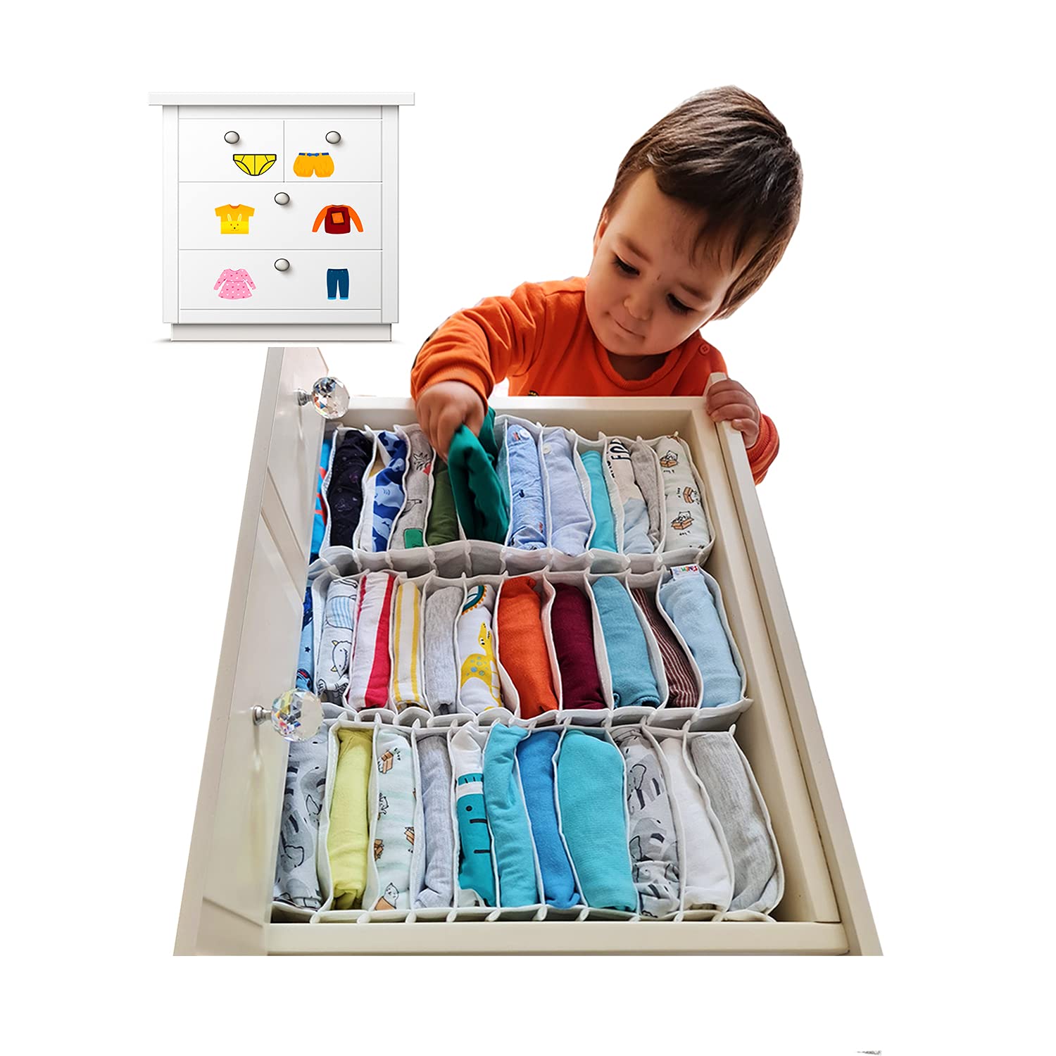 Drawer And Luggage Organizer Divider, Cloth Storage Box For Underwear, Socks, Shirts, Panties (Set Of 3)