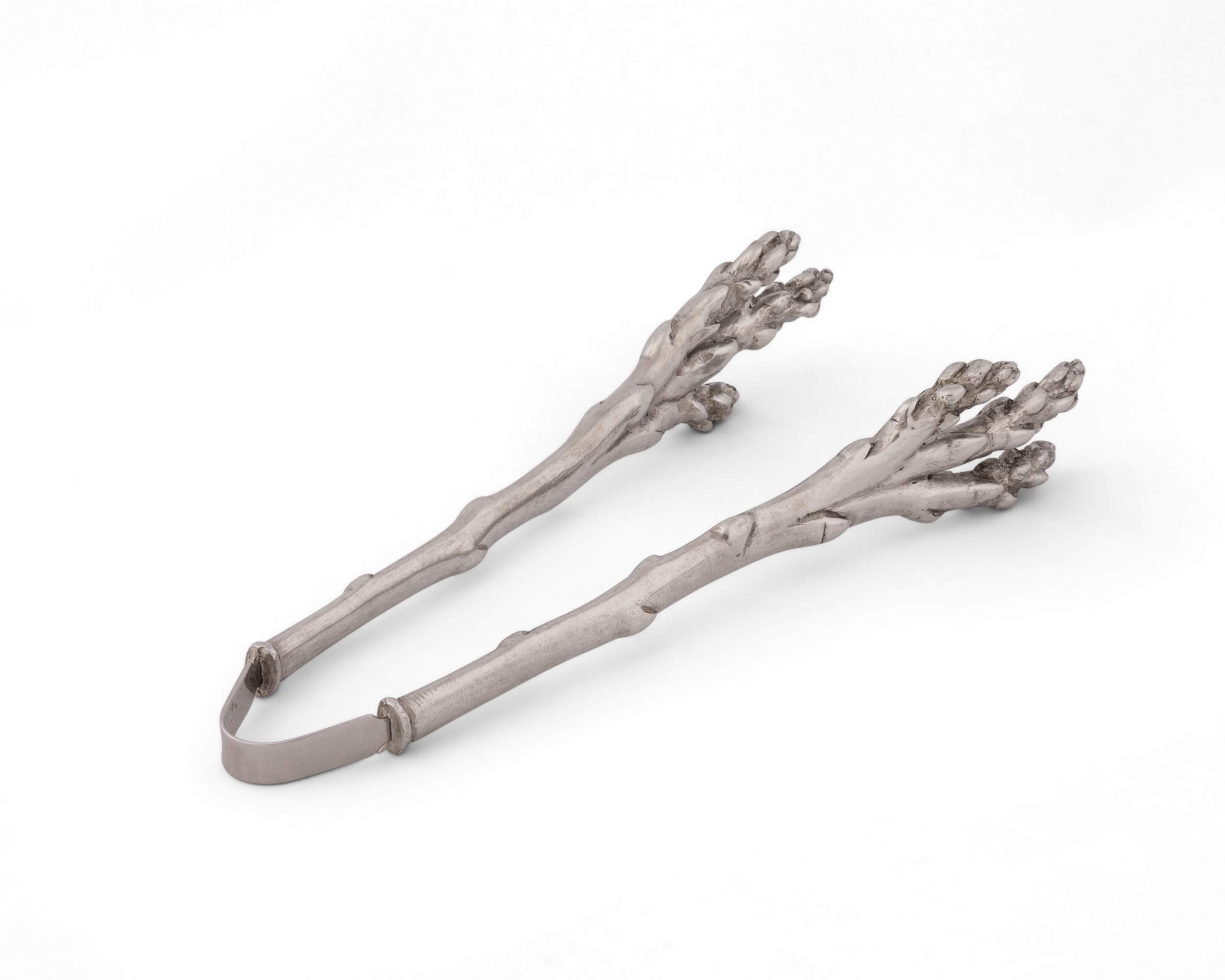 Vagabond House Pewter Metal Asparagus Pattern Asparagus Tongs 8''Long X 3''Wide X 1.25''Tall