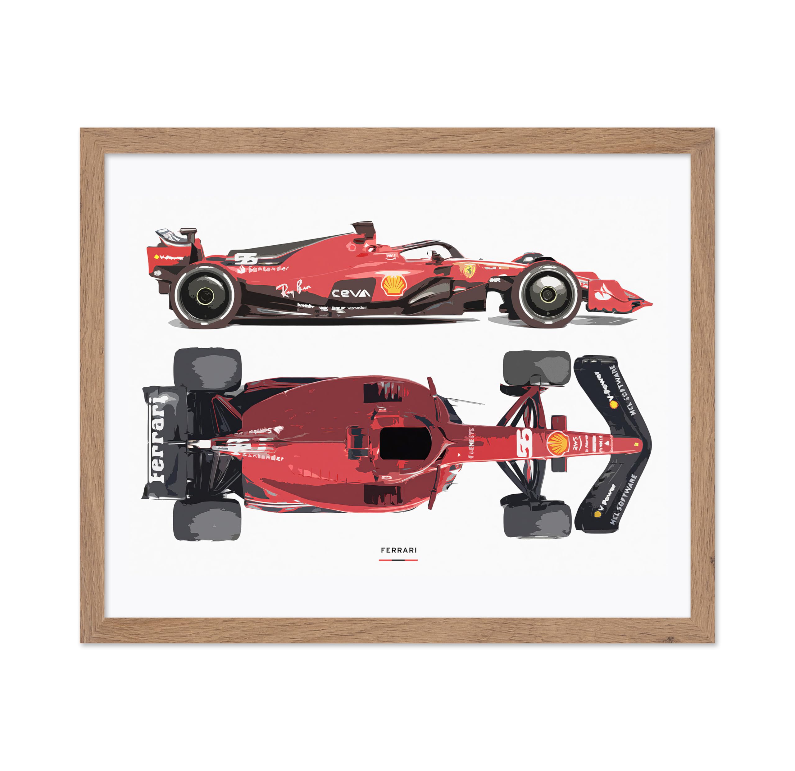 Poster Master Vintage Illustration Poster - Retro Sports Print - Race Car, Leclerc, Sainz, Cars, Driver, Fan - Gift for Athlete,
