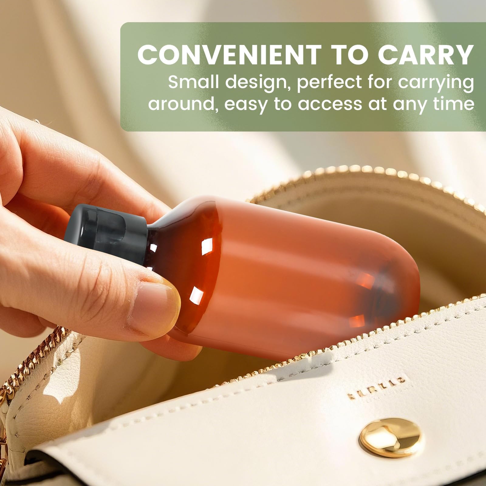 Trendbox Travel Size Amber Bottles With Flip Cap - 6 Pack 3.4Oz Leak Proof Dispenser Containers For Toiletries, Essential Oils &