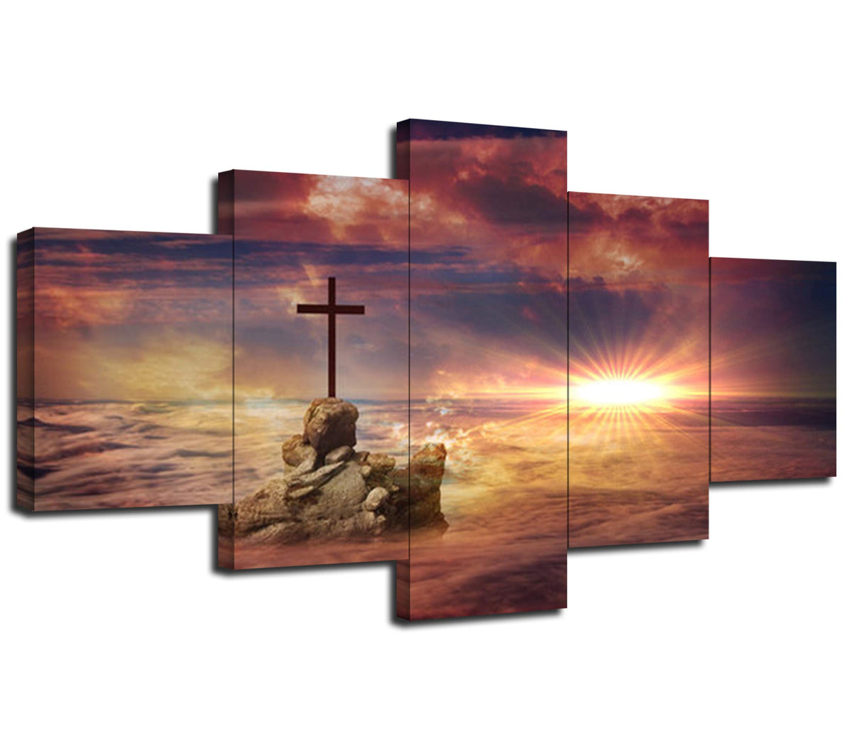 Cross On A Rock Wall Decor Religious Jesus Christ Spiritual Wall Art Picture Canvas Print Christian Poster Painting Framed Home