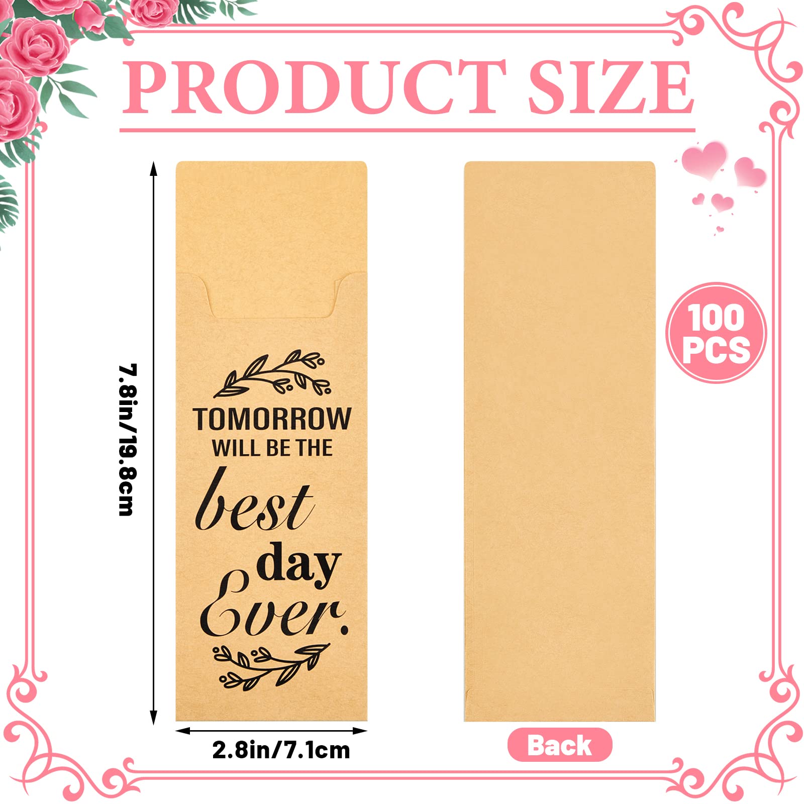 Gueevin 100 Pcs Tomorrow Will Be The Best Day Ever Wedding Paper Silverware Bags Utensil Holder Rustic Cutlery Pouch Bag For Wed