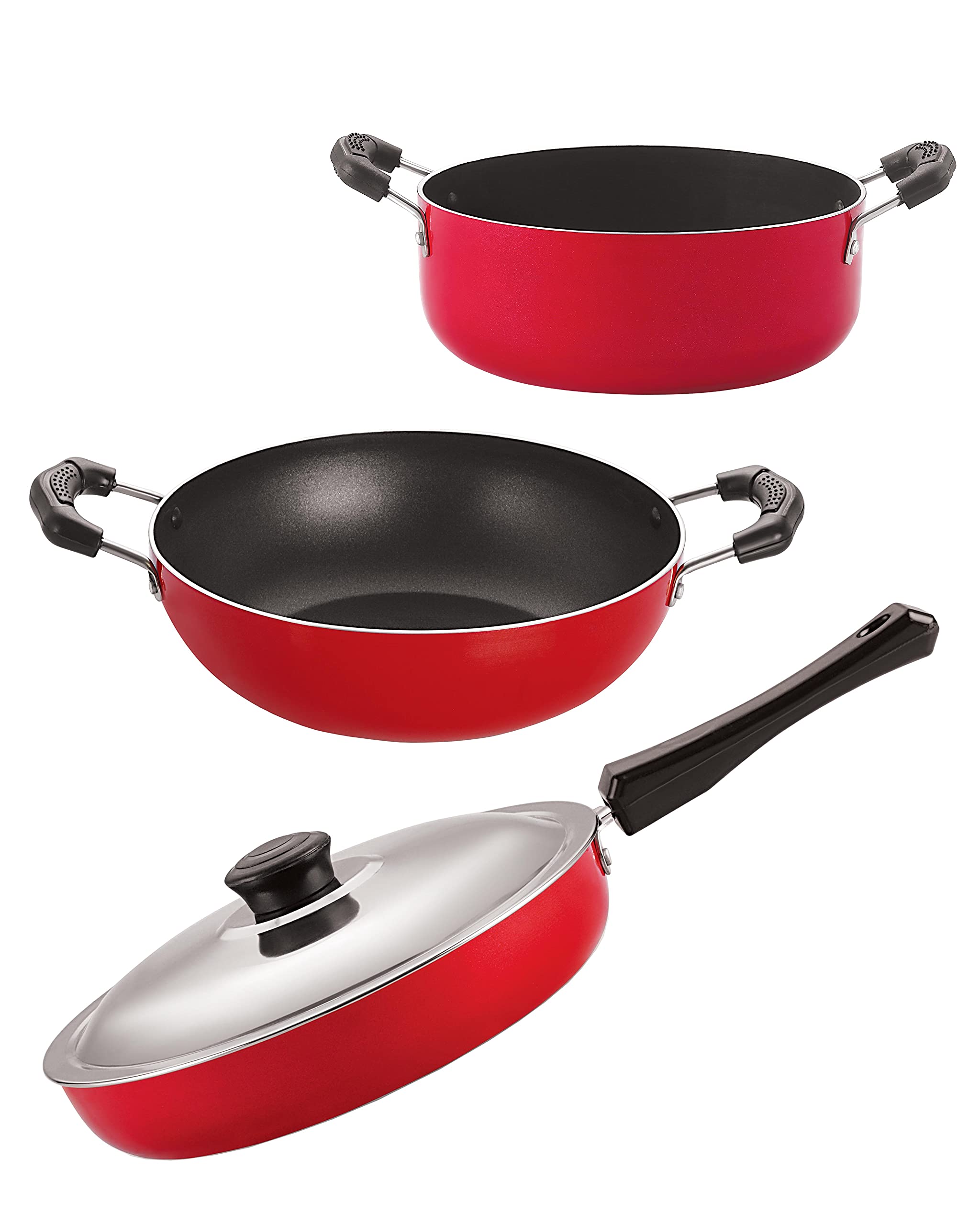 Nirlon Kitchen Non Stick Cookware Combo Set Of 3 Pieces (Fp12_Kd14_Cs24)