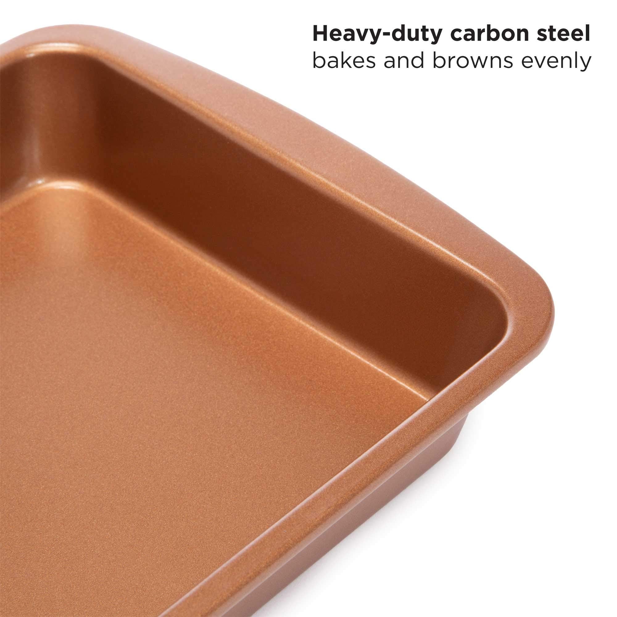 Ecolution Non-Stick Toaster Oven Bakeware Set 4-Piece, Carbon Steel, Easy To Clean And Perfect For Single Servings, Copper