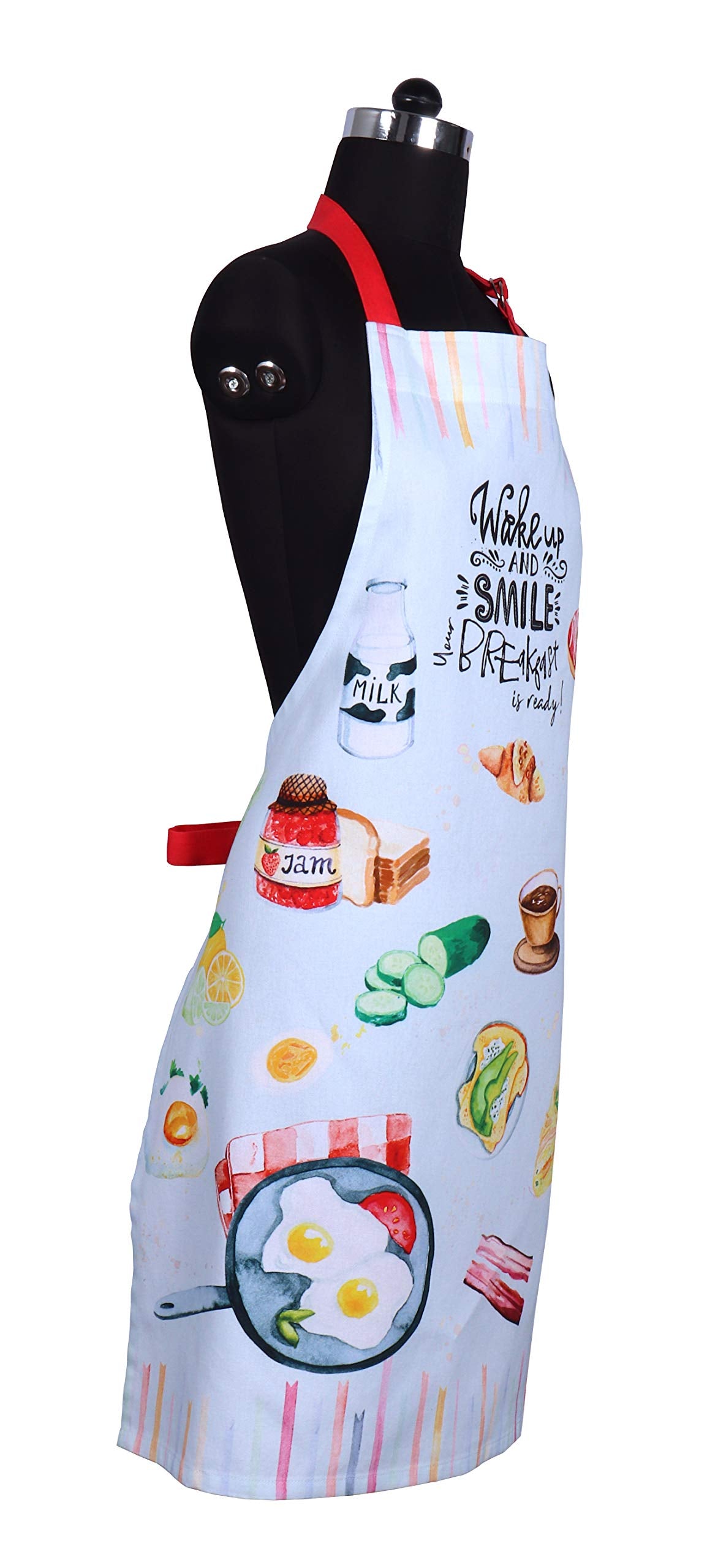 Amour Infini Aprons For Women Cotton Washable Breakfast Apron 27.5 X 33 Inches Adjustable Strap & Waist Ties For Baking Cooking