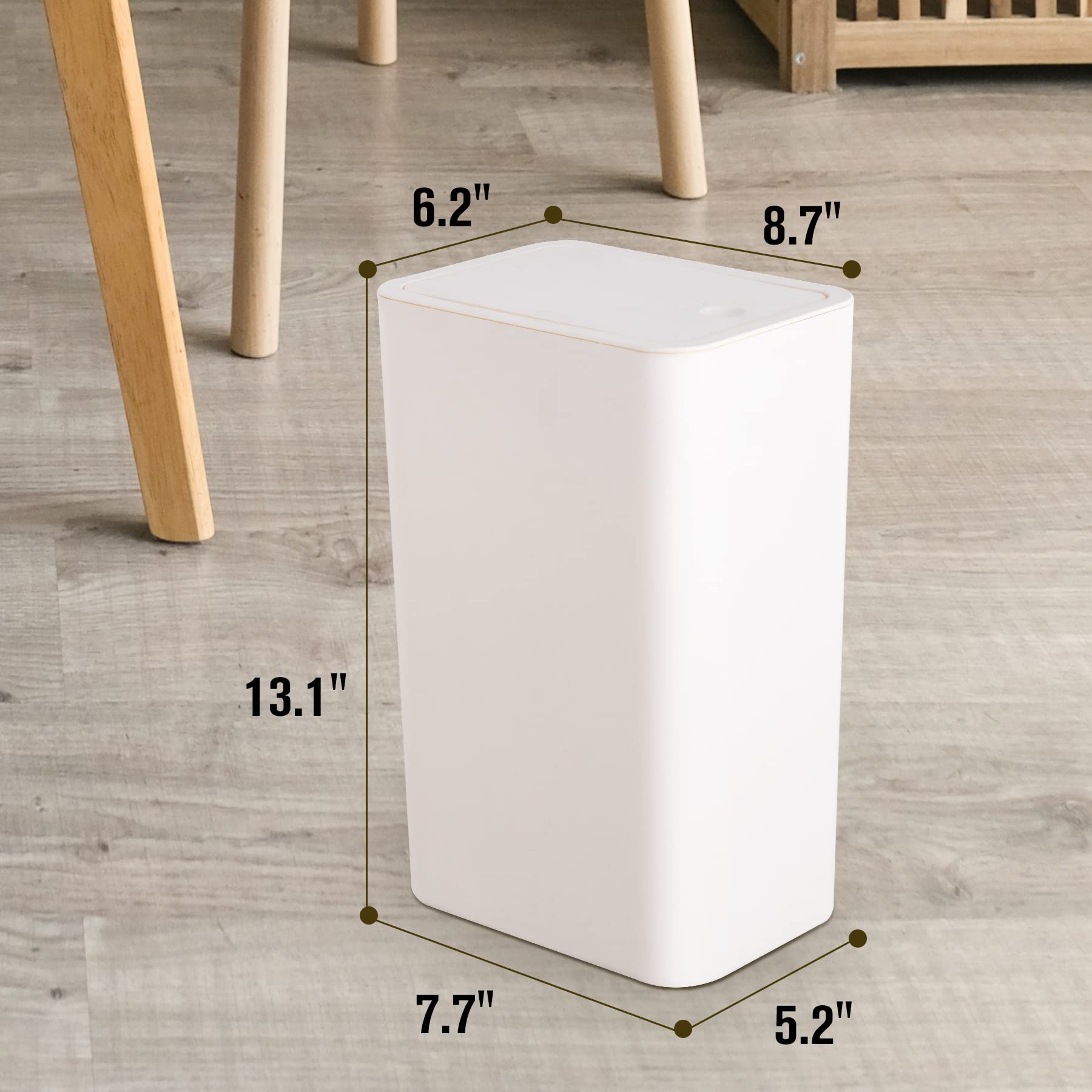 Trashaid 3 Pack Bathroom Trash Can With Lid, 2.6 Gallon / 10 Liter Small Garbage Can With Press Top Lid, Plastic Wastebasket Wit