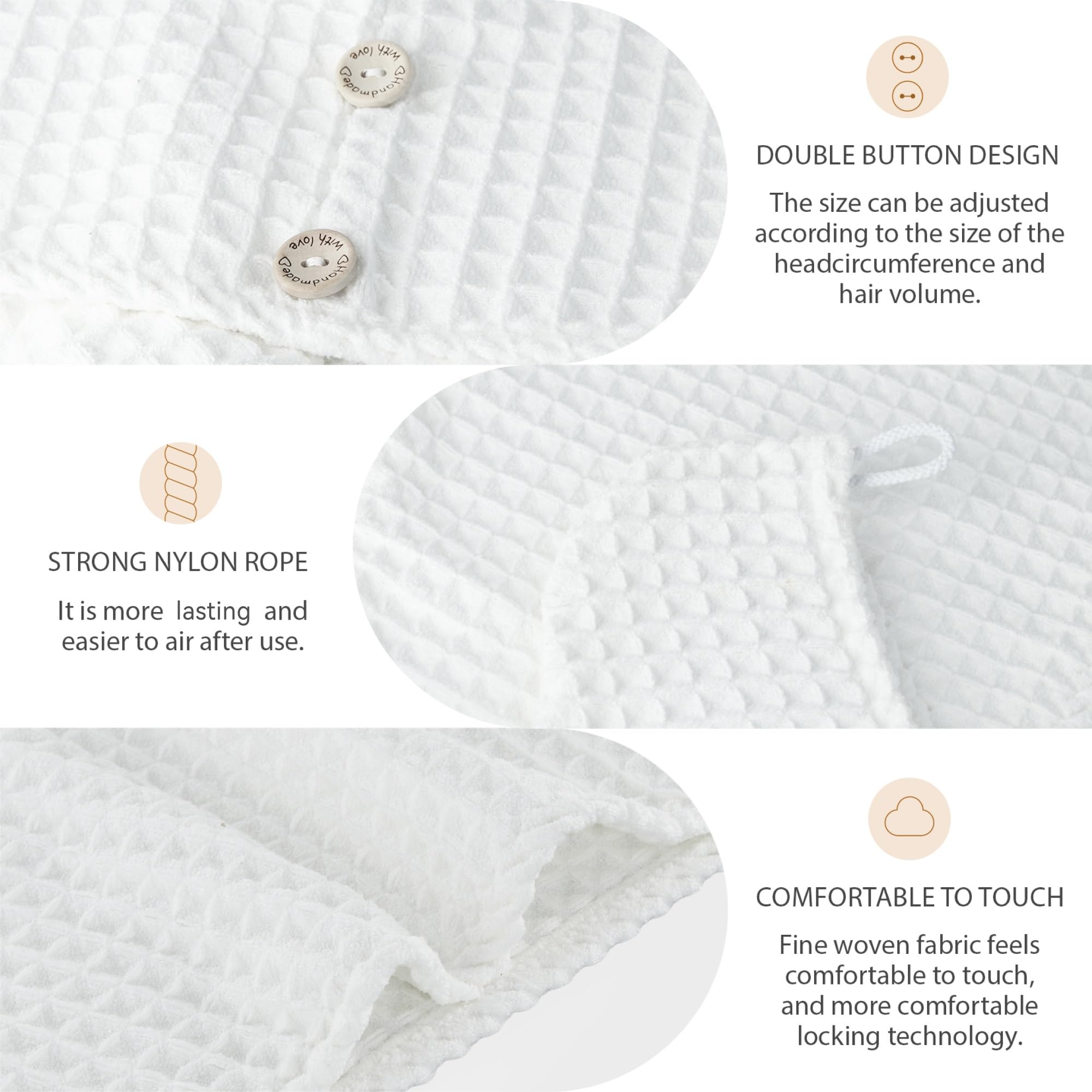 MaopaoBeauty Microfiber Hair Towel Wrap Waffle Hair Drying Towel Quick Dry Super Absorbent Hair Towels for Long, Curly & Thick H
