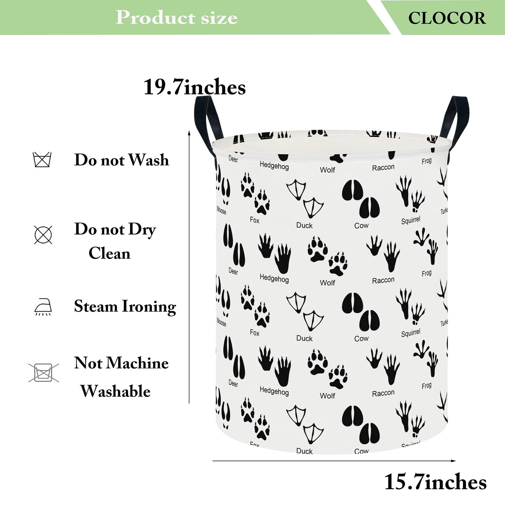 Clocor Large Laundry Basket,Waterproof Nursery Hamper,Collapsible Fabric Storage Container,Room Decor,Gift Basket(Animal Paw