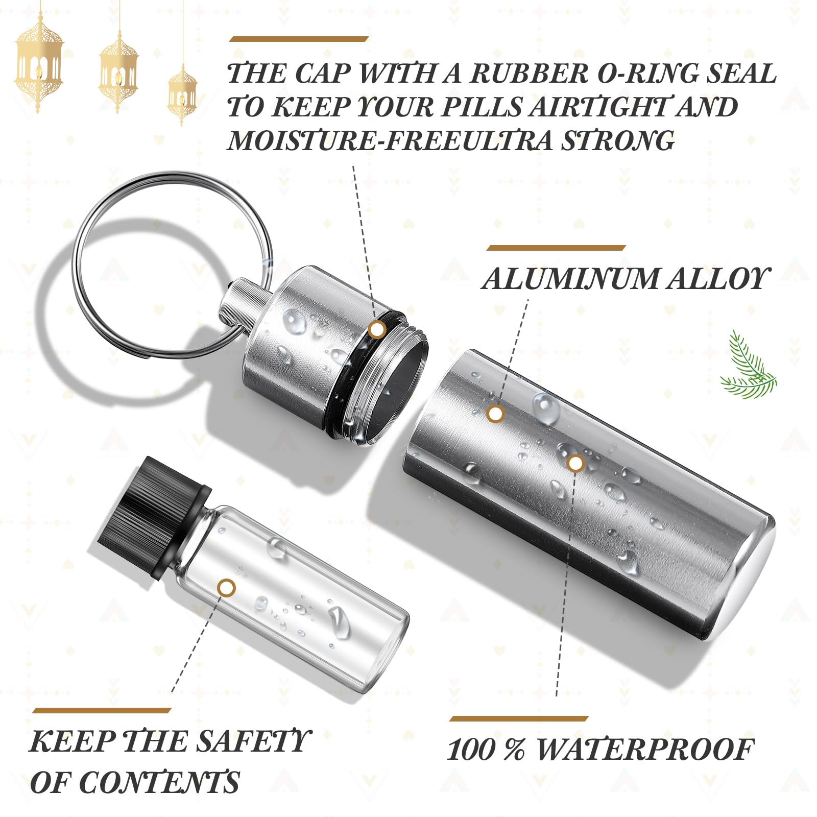 Tandefio 40 Sets Anointing Oil Bottles Keychain Vial Holy Water Container with Dropper Cross Pendant for Travel Baptism Favor (S