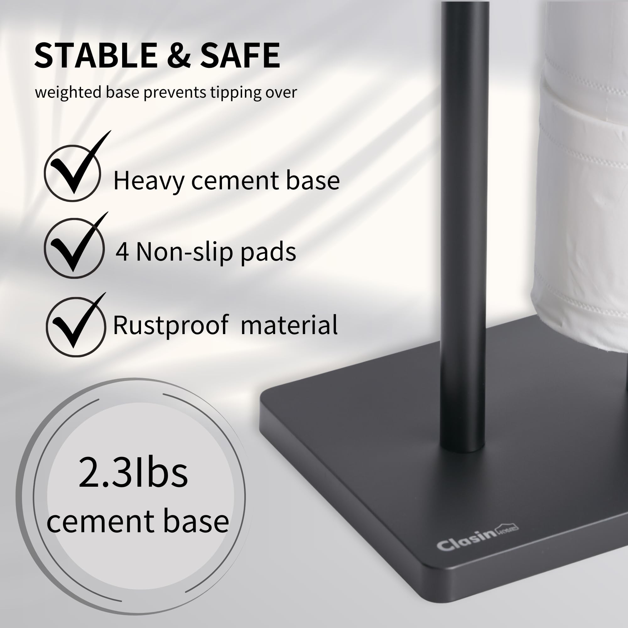 Clasin Home Toilet Paper Holder Stand, Free Standing Toilet Paper Holder With Storage And Metal Top Shelf, Black Toilet Paper St