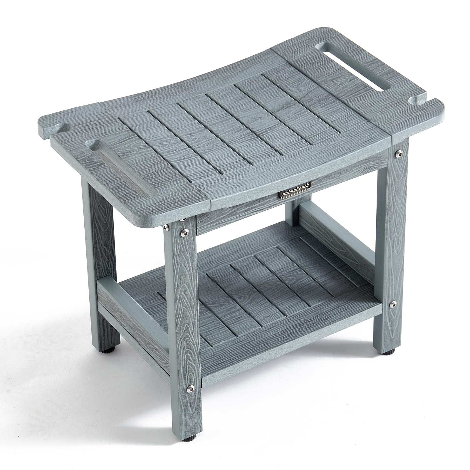 Hdps Shower Bench For Inside Shower, Gray Waterproof Shower Stool For Shaving Legs, Poly Lumber Shower Chair Seat With Handles &