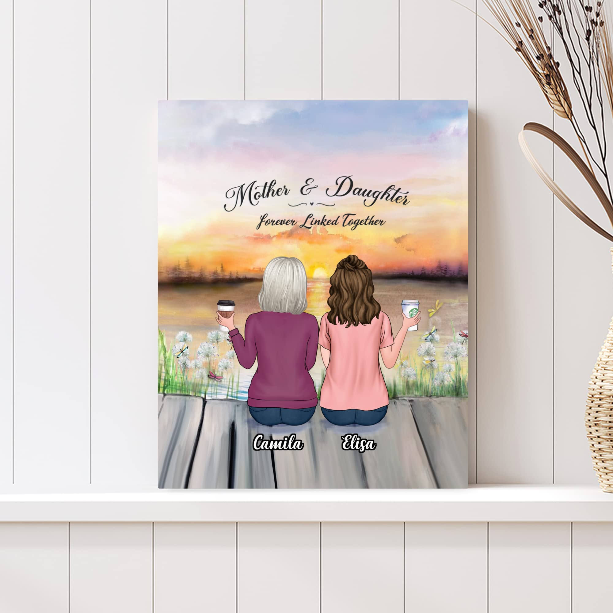 Gossby Custom Mom Wrapepd Canvas - Custom Gift For Mom From Daughter With Design, Name - Mother Daughter Art Gift - Mothers Day,