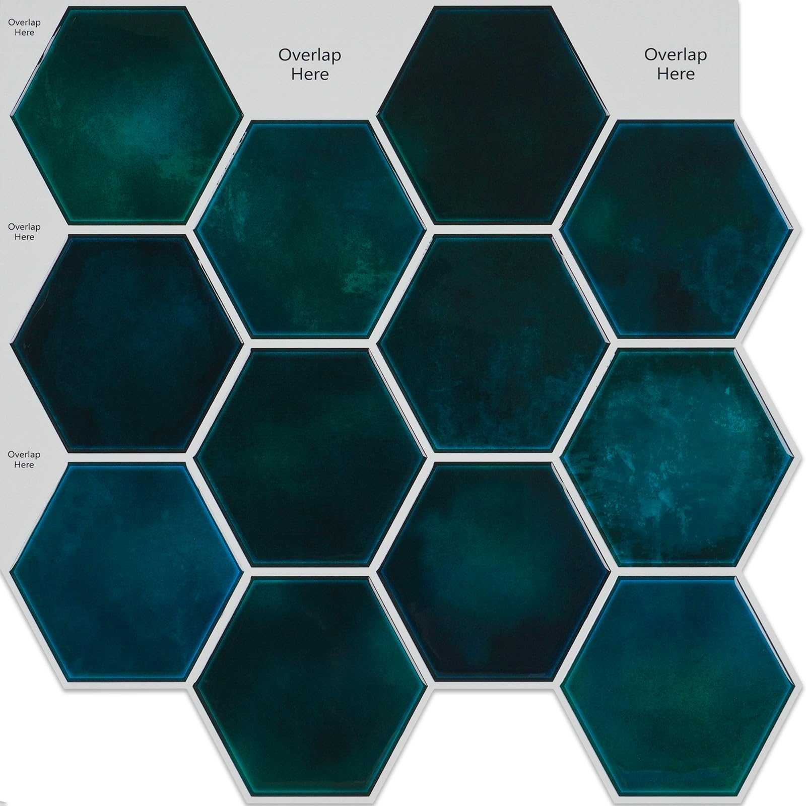 CRE8TIVE 16 Sheets Hexagon Peel and Stick Tiles Backsplash for Kitchen 12x12 Self Adhesive Emerald Green 3D Wall Panels for Bath