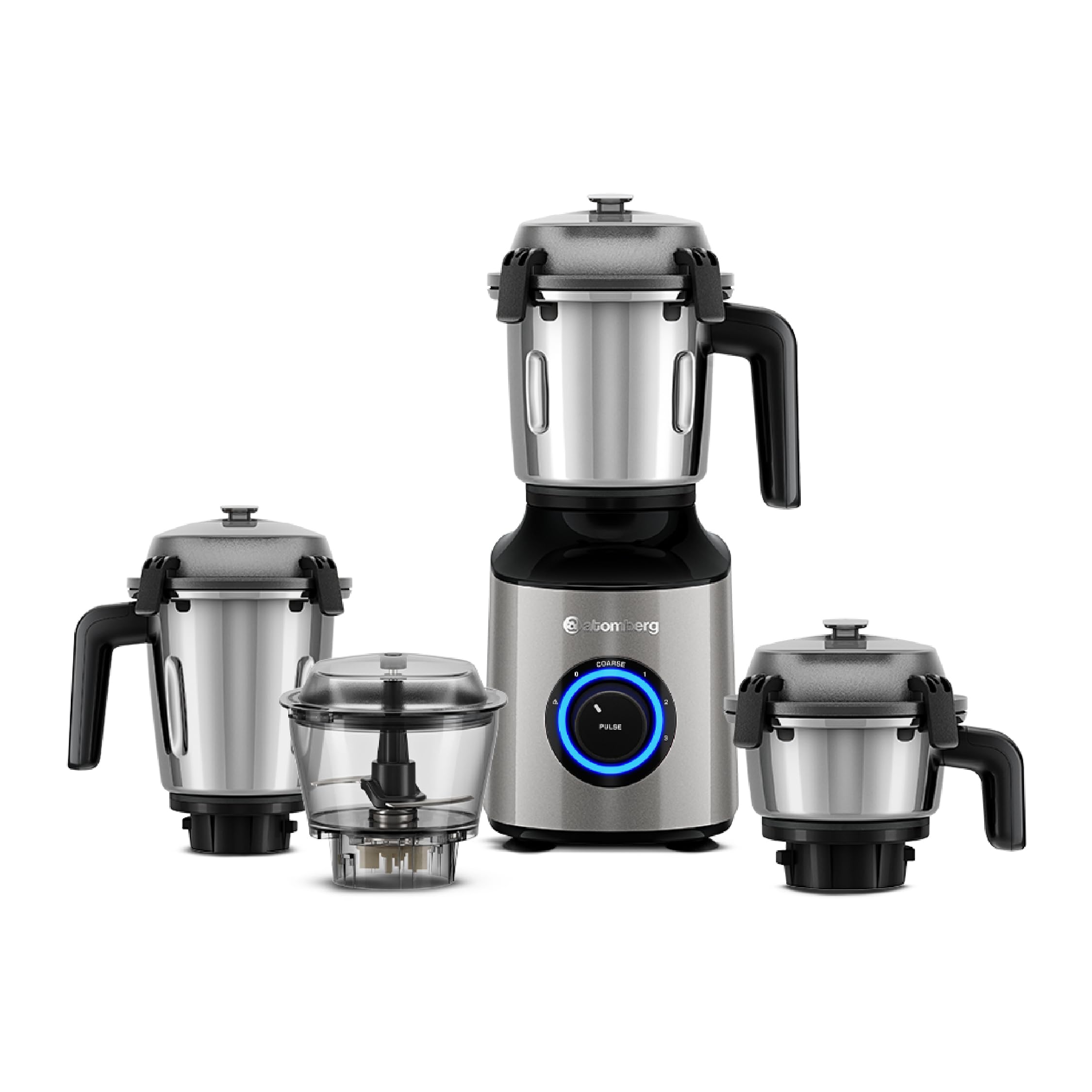 Atomberg Zenova Mixer Grinder with Unique Coarse Mode | Advanced Safety Features | 4 Jars including Unique Chopper Jar with Hand